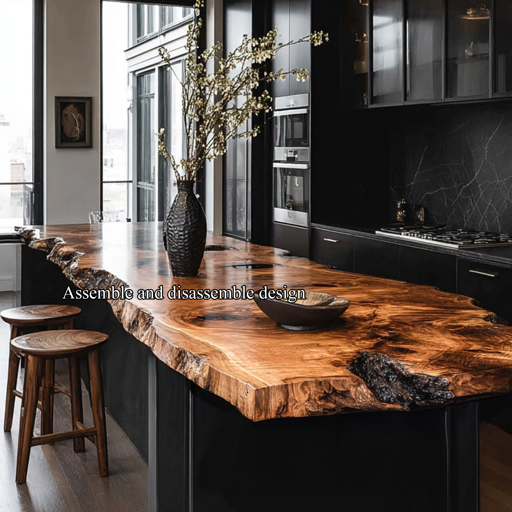 Luxury Live Edge Kitchen Island Kitchen Or Cooking Space SINLKIBE110