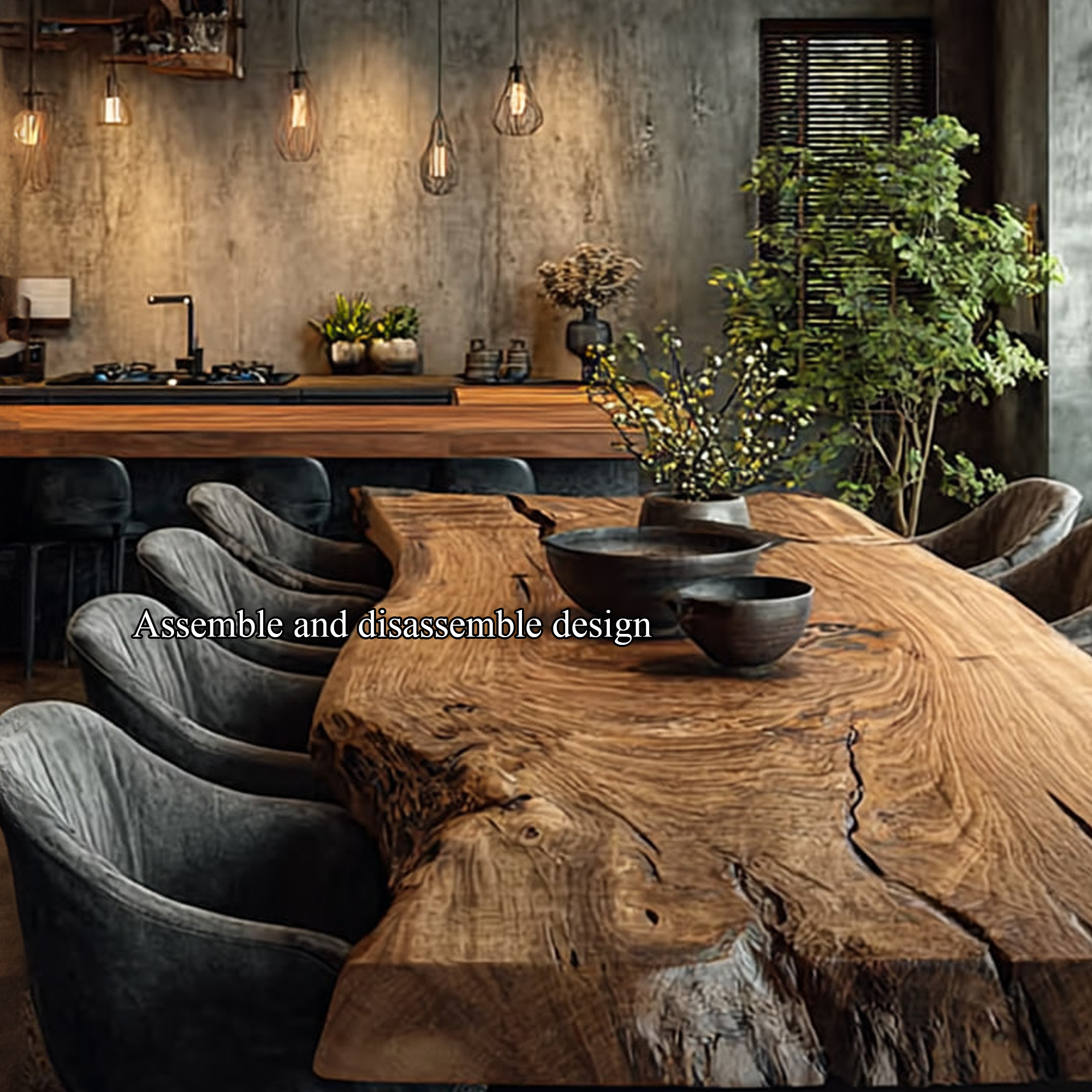Rustic Live Edge Dining Table Contemporary Home SINLKIDT083