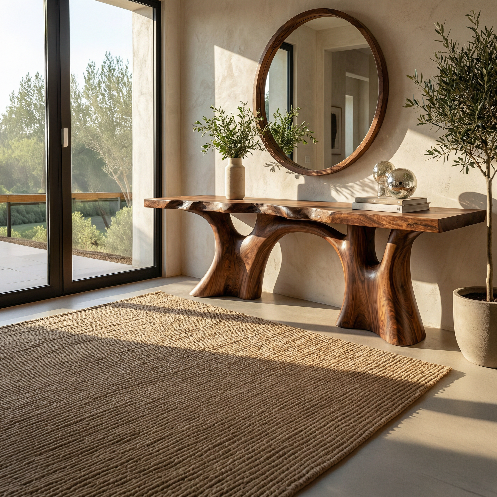 Rustic Organic Slab Console Table Sofa Back Living Room SINLKICS502