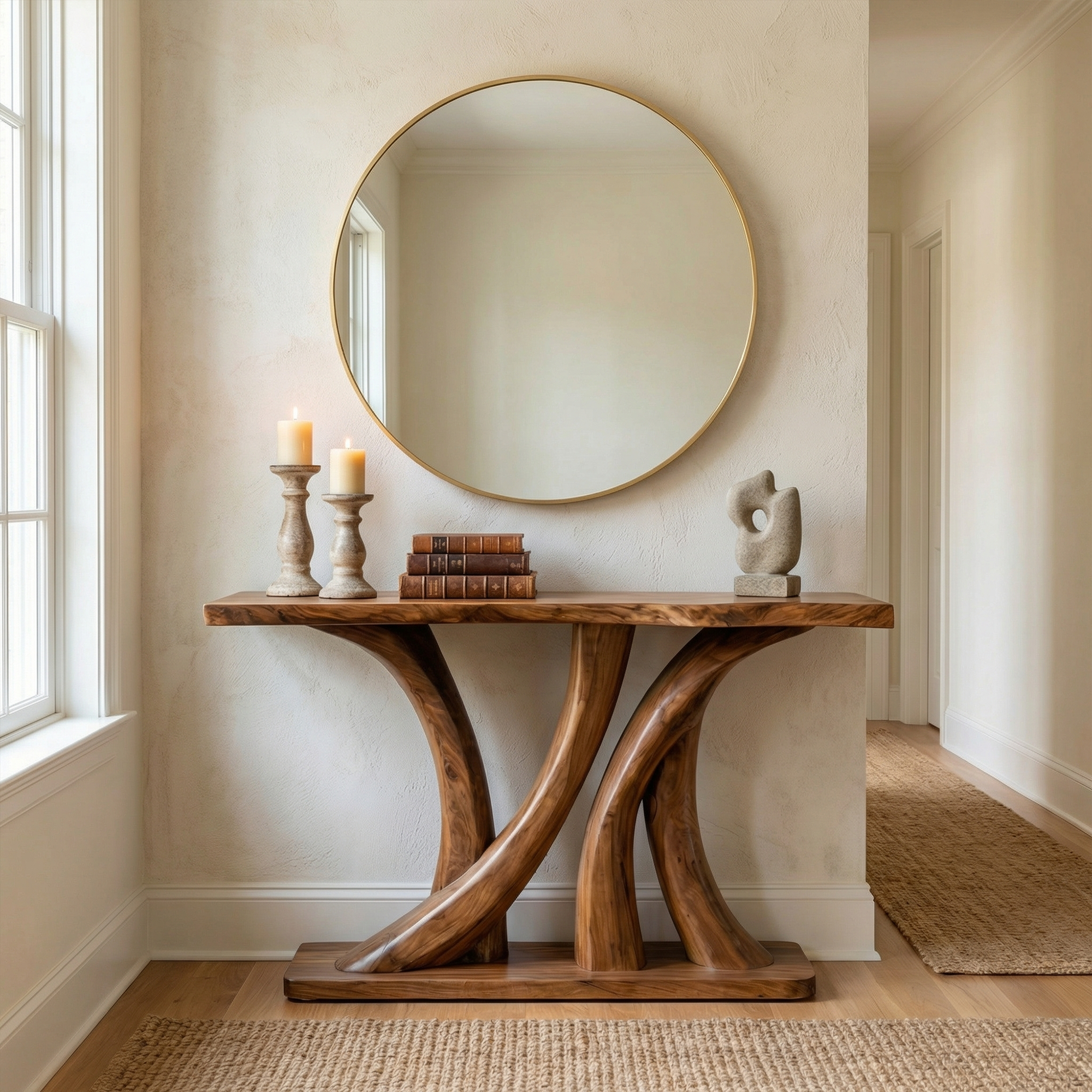 Modern Twin Pedestal Console Table Entryway Hallway Living Room SINLKICS496