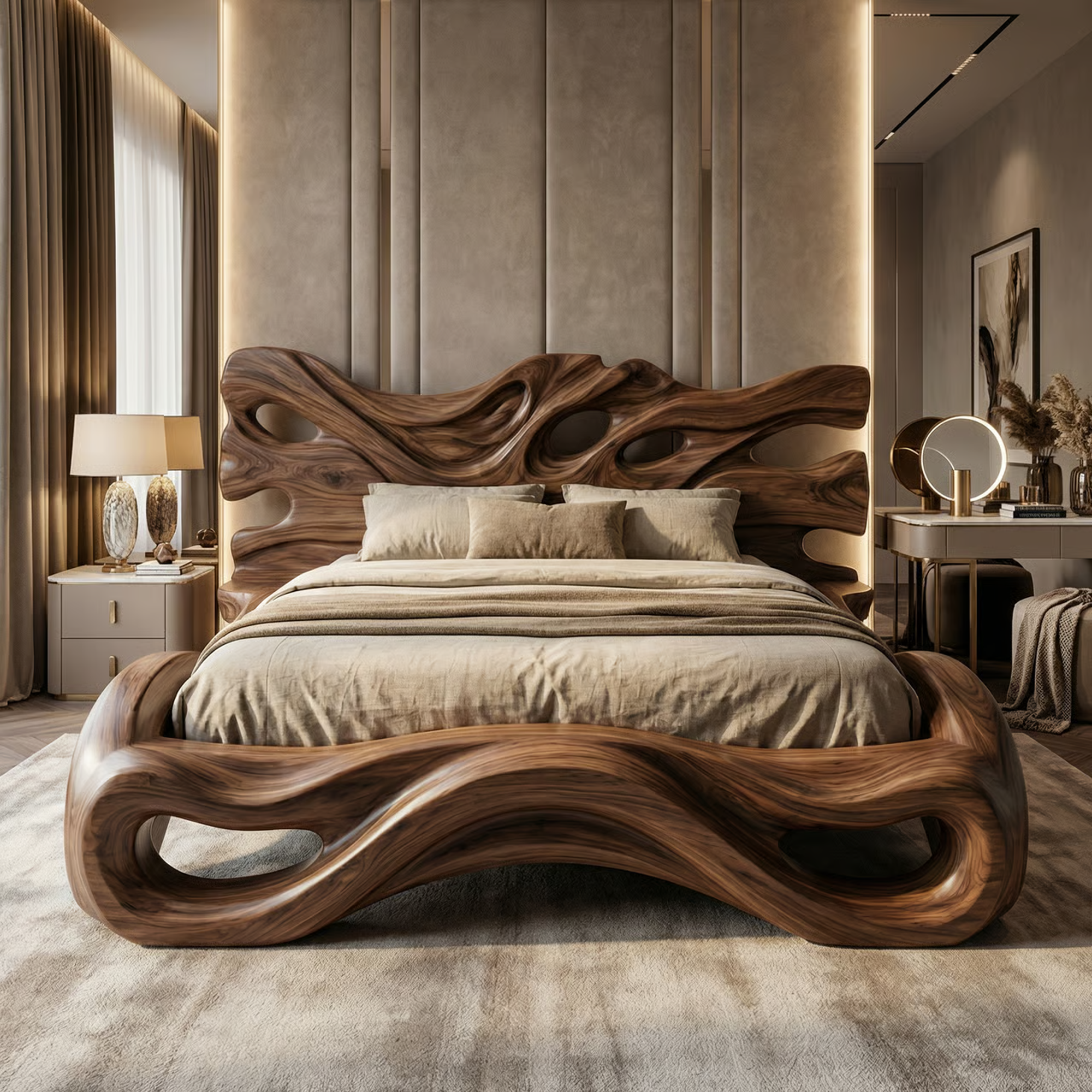 Rustic Sculptural Platform Bed For Bedroom Or Master Interior SINLKIWB109
