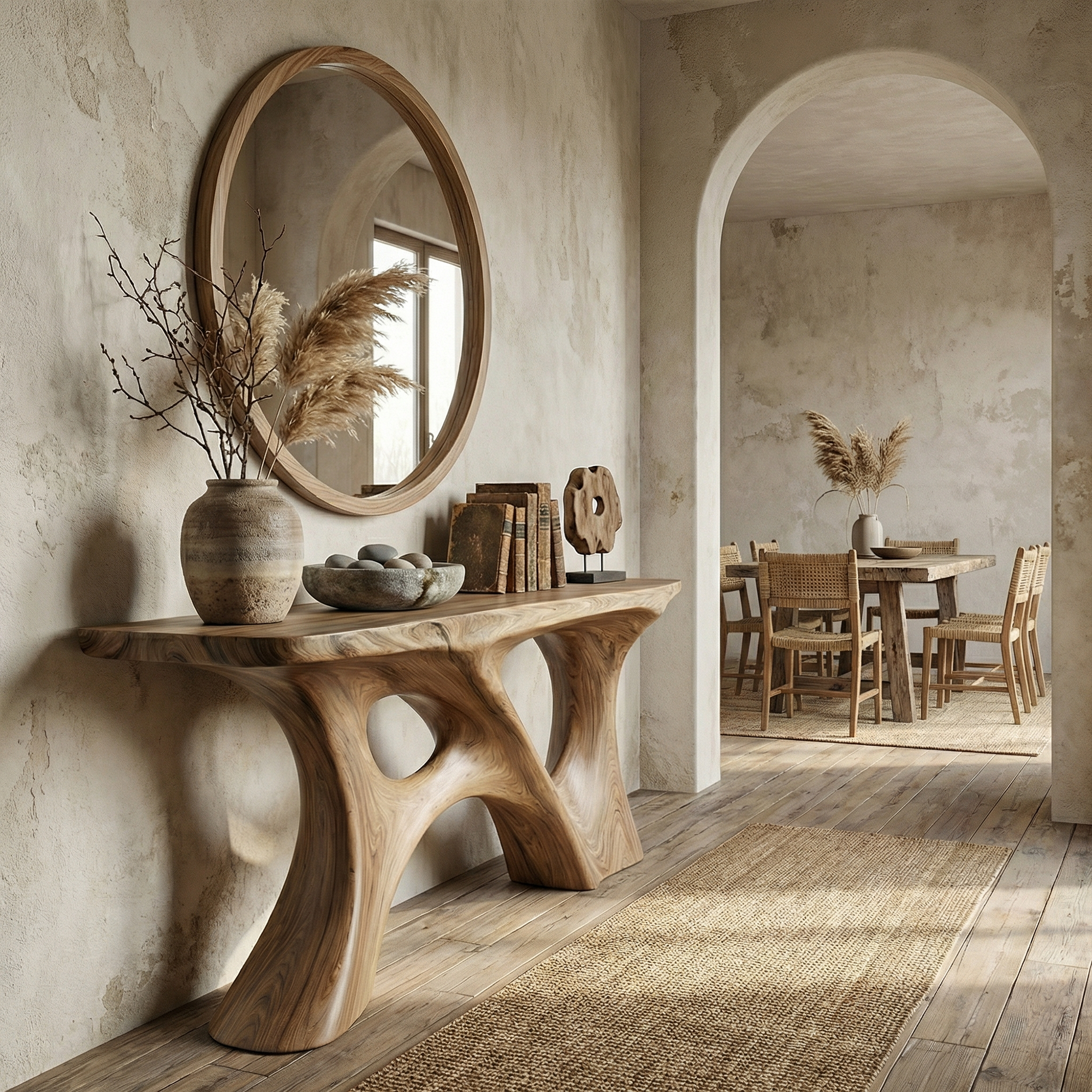 Organic Double Void Console Table Entryway Hallway Living Room SINLKICS506