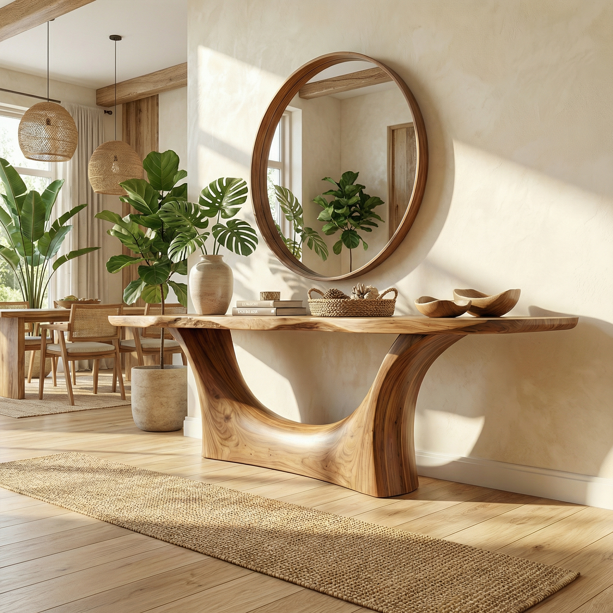 Natural Live Edge Arch Base Console Table Entryway Hallway Living Room SINLKICS508