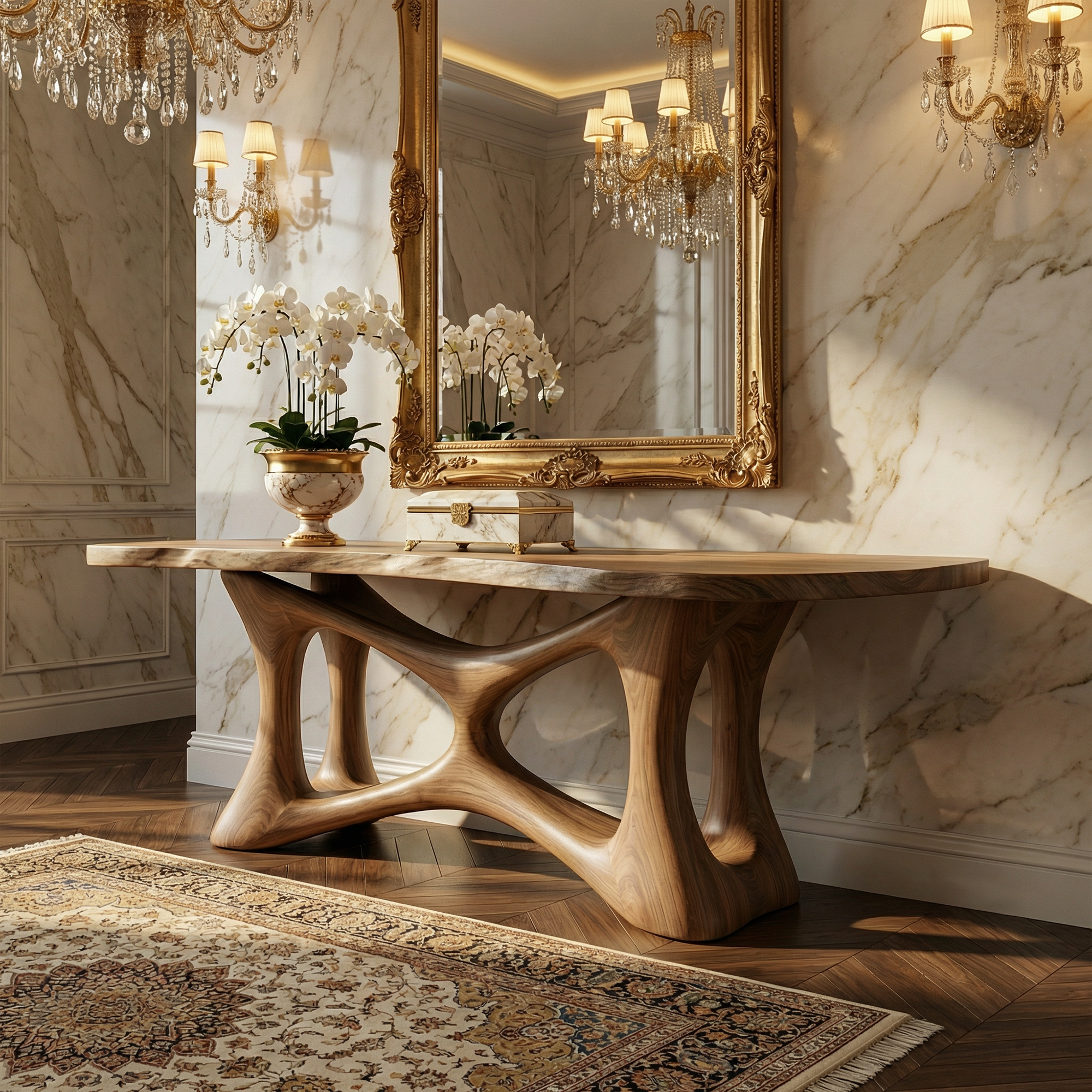 Organic Sculptural Console Table Sofa Back Living Room SINLKICS509