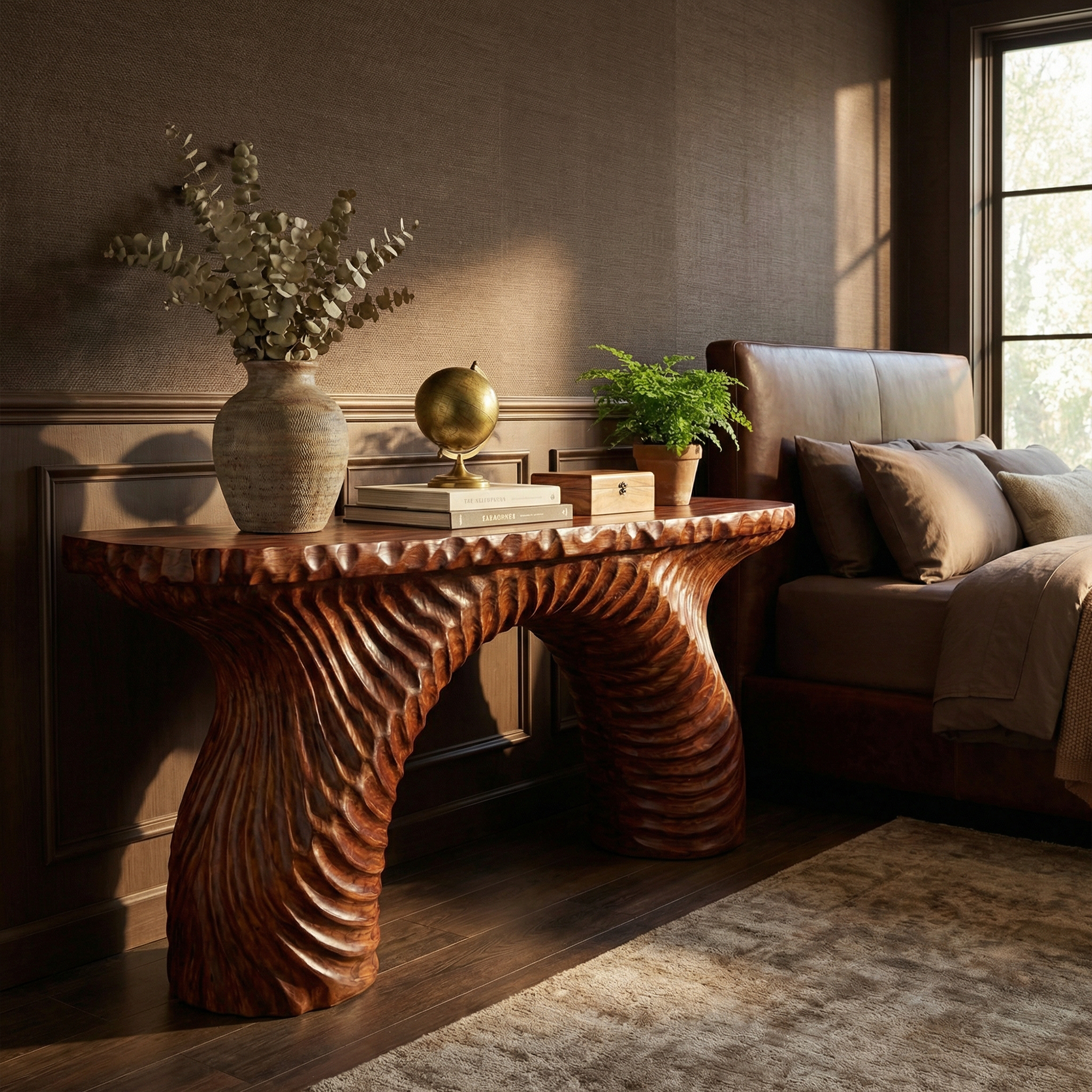 Rustic Ribbed Arch Console Table Entryway Hallway Living Room SINLKICS517