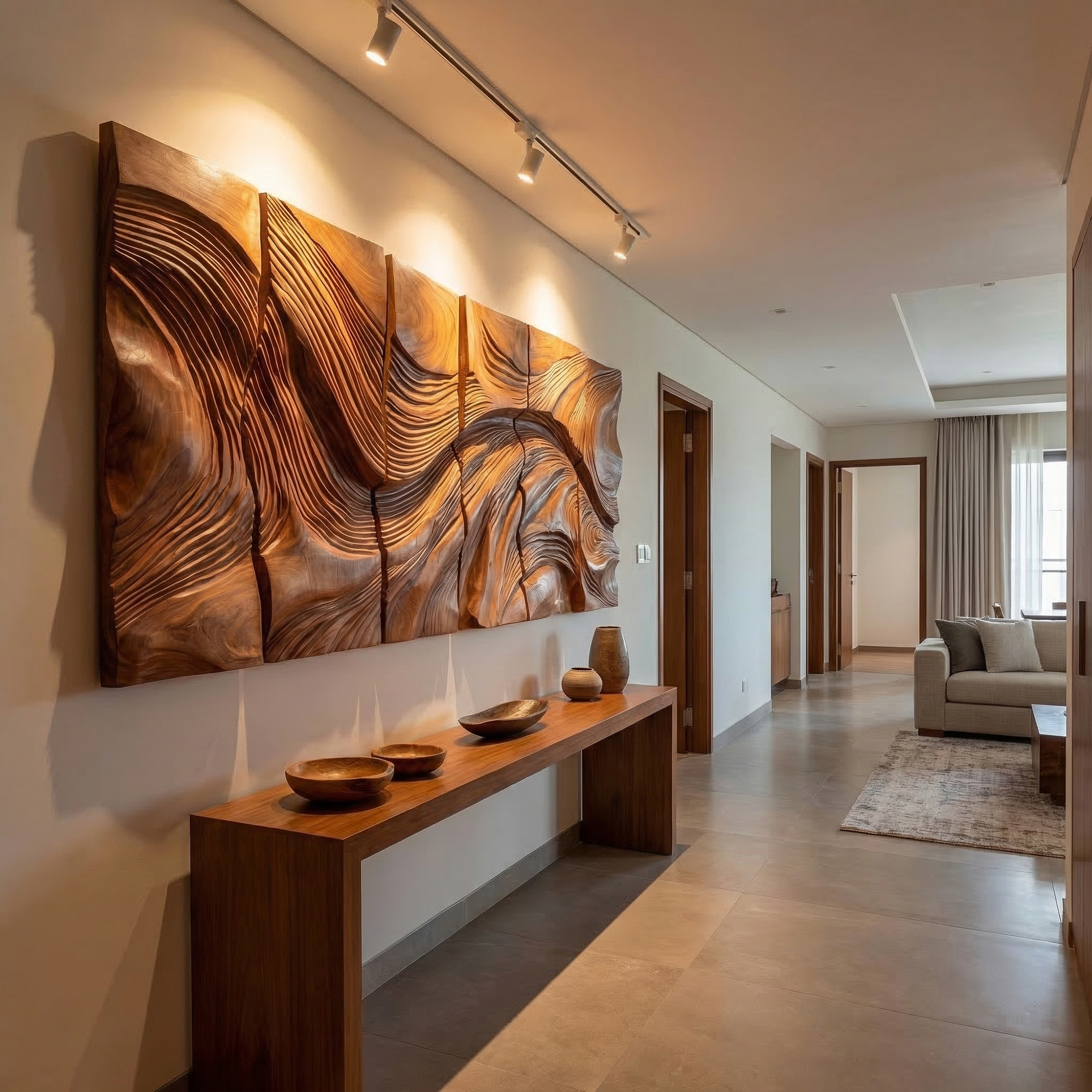 Modern Abstract Carved Wood Wall Art Living Room Wall Decor SINLKIWD039