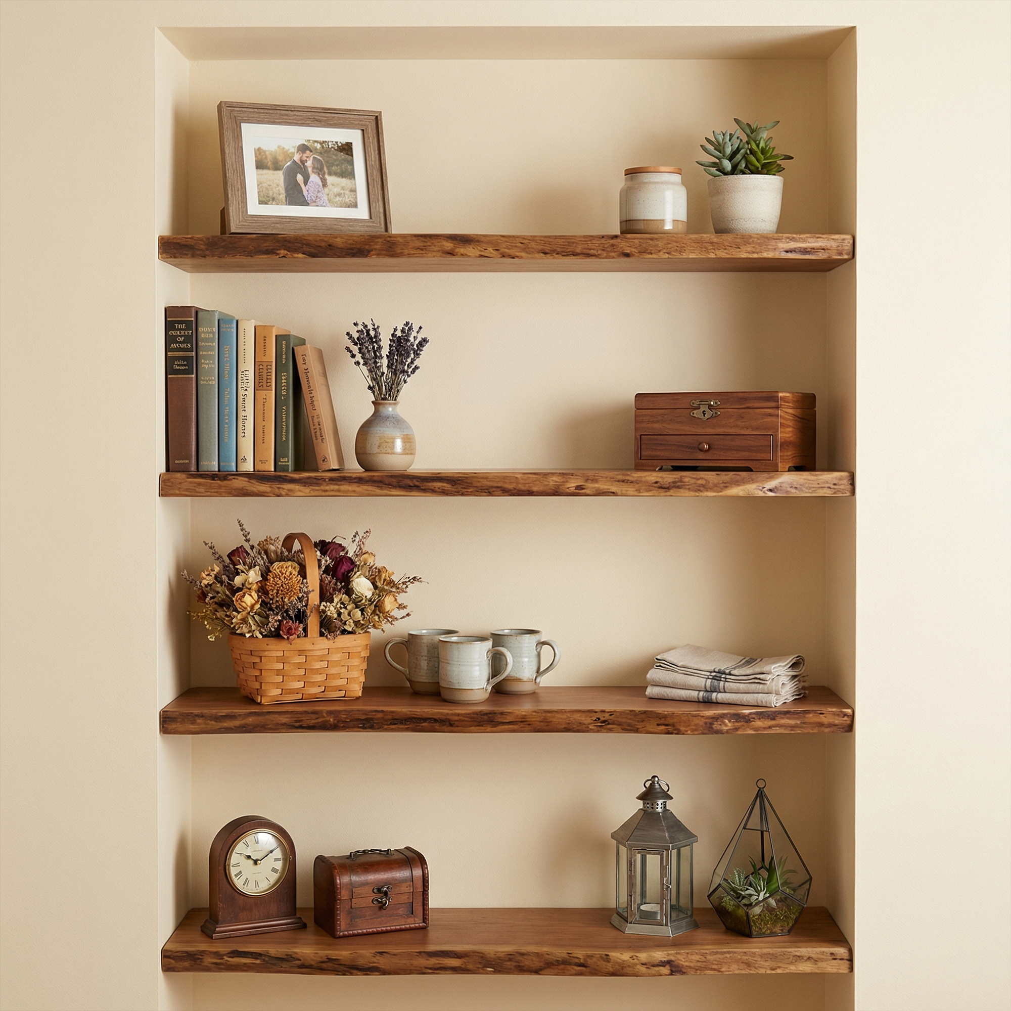 Industrial Rustic Floating Wall Shelves Solid Wood SINLKIFL493
