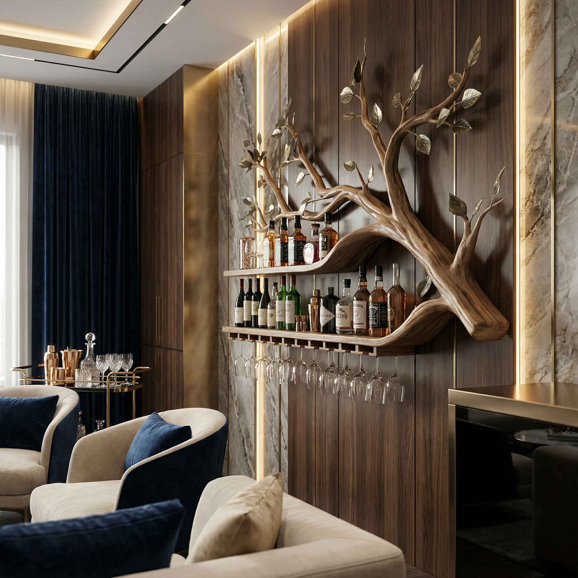 Farmhouse Wooden Wine Rack Wall Mounted Shelf For Kitchen Dining Room Home Bar SINLKIWR010