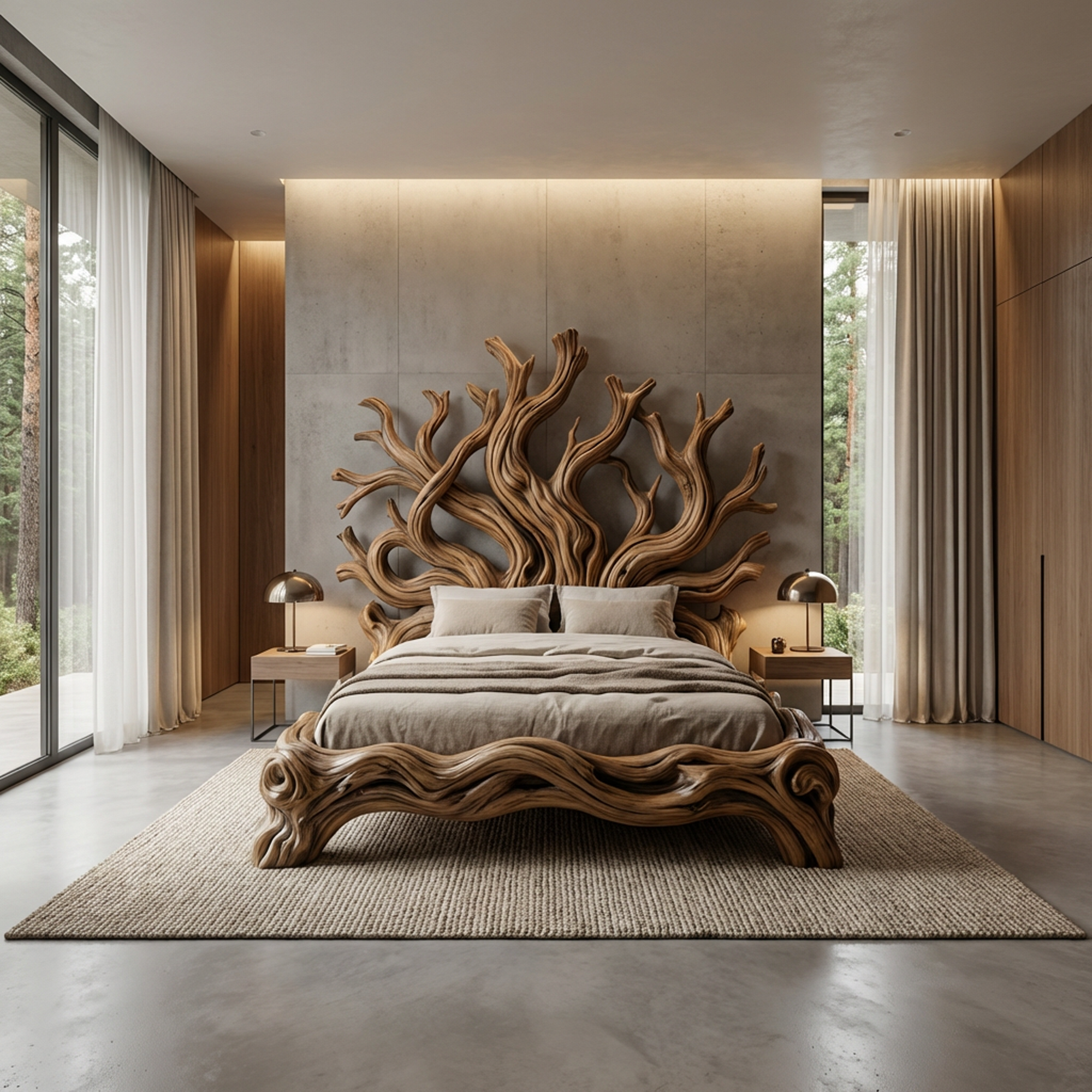 Rustic Tree shelf Bed Frame For Bedroom Or Private Room SINLKIWB099