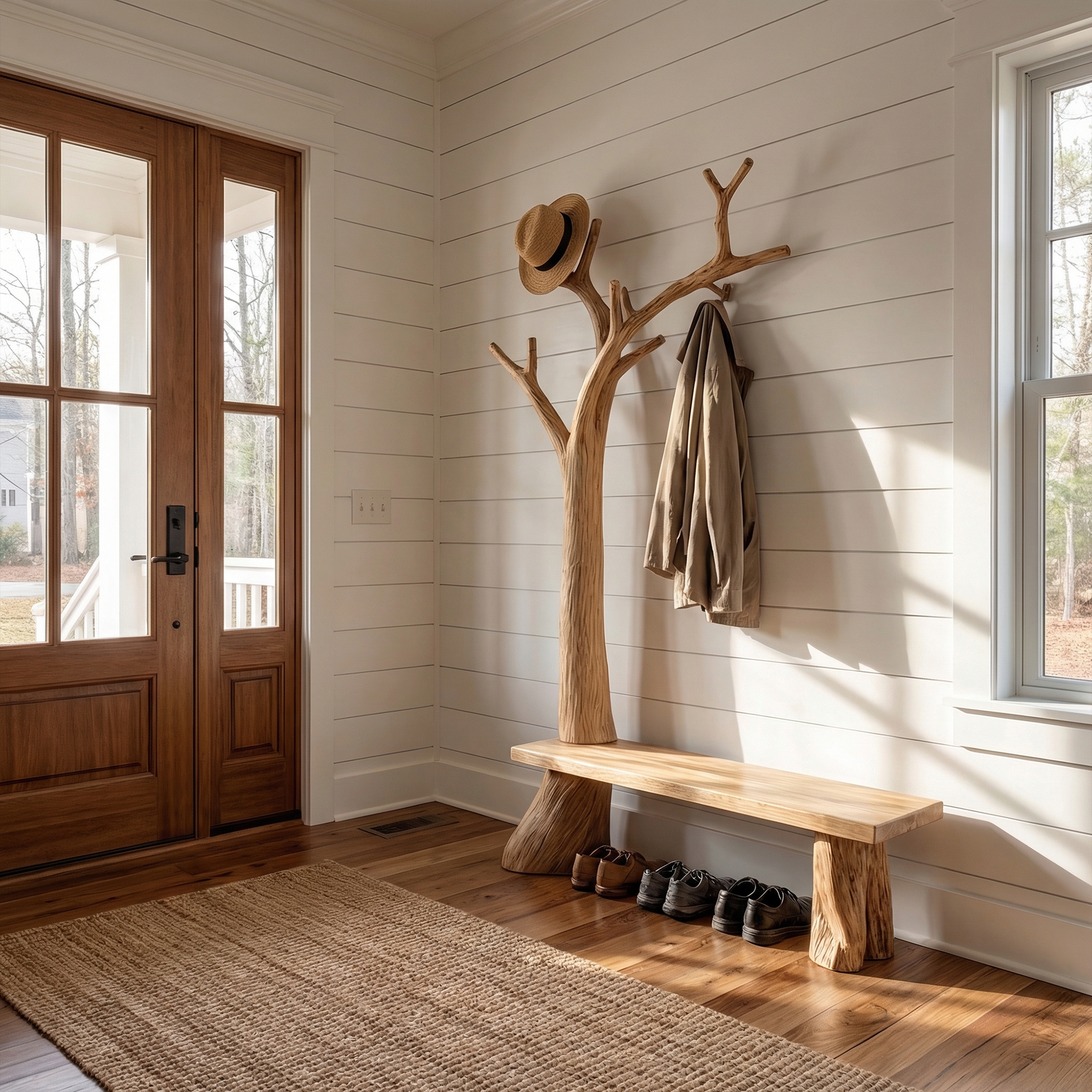 Rustic Standing Tree Coat Rack Entryway And Living Room SINLKITCR107