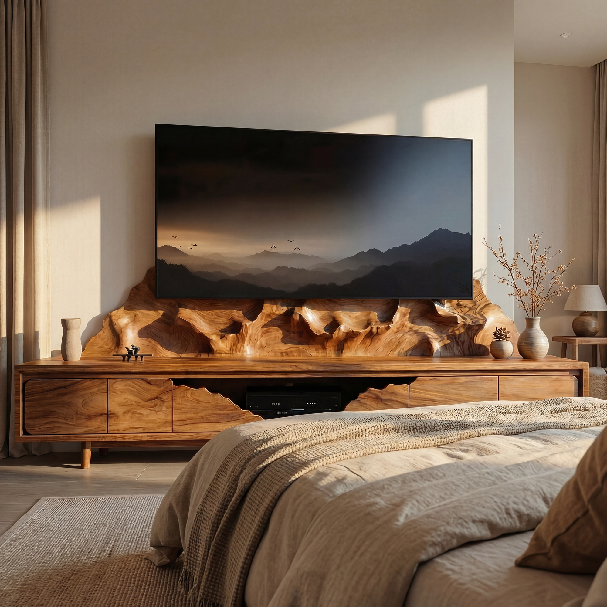 Modern Minimalist TV Cabinet Solid Wood Living Room SINLKISC494