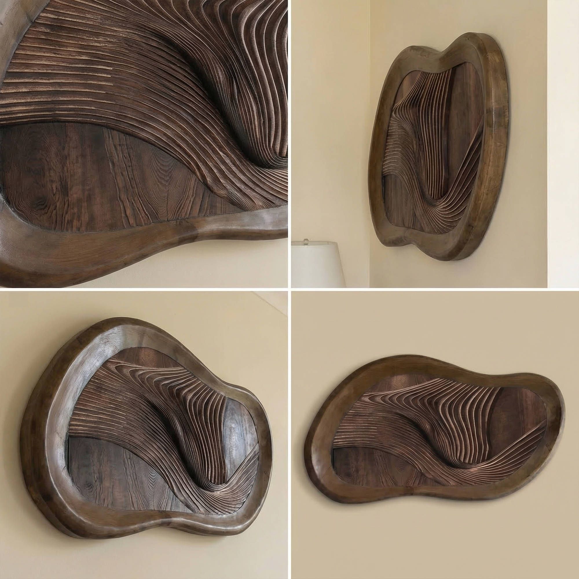 Midcentury Organic Wood Sculpture Wall Decor Living Room And Bedroom SINLKIWD048