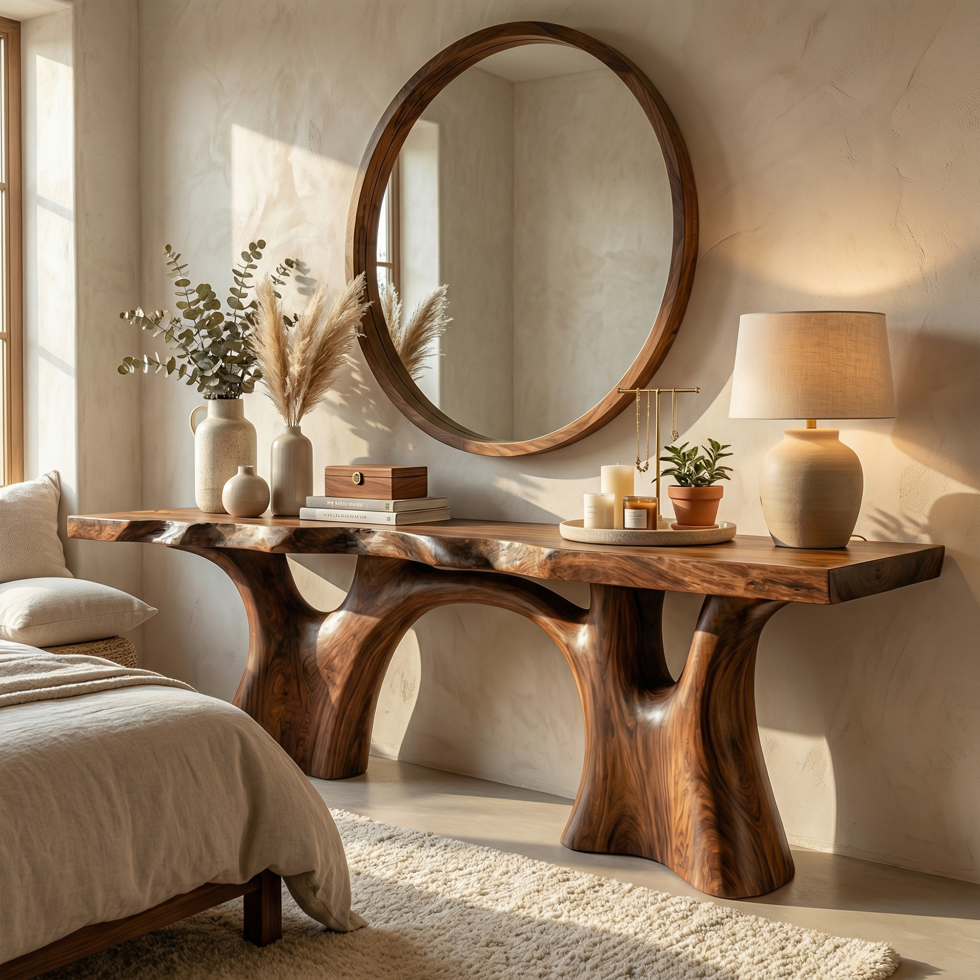 Rustic Organic Slab Console Table Sofa Back Living Room SINLKICS502