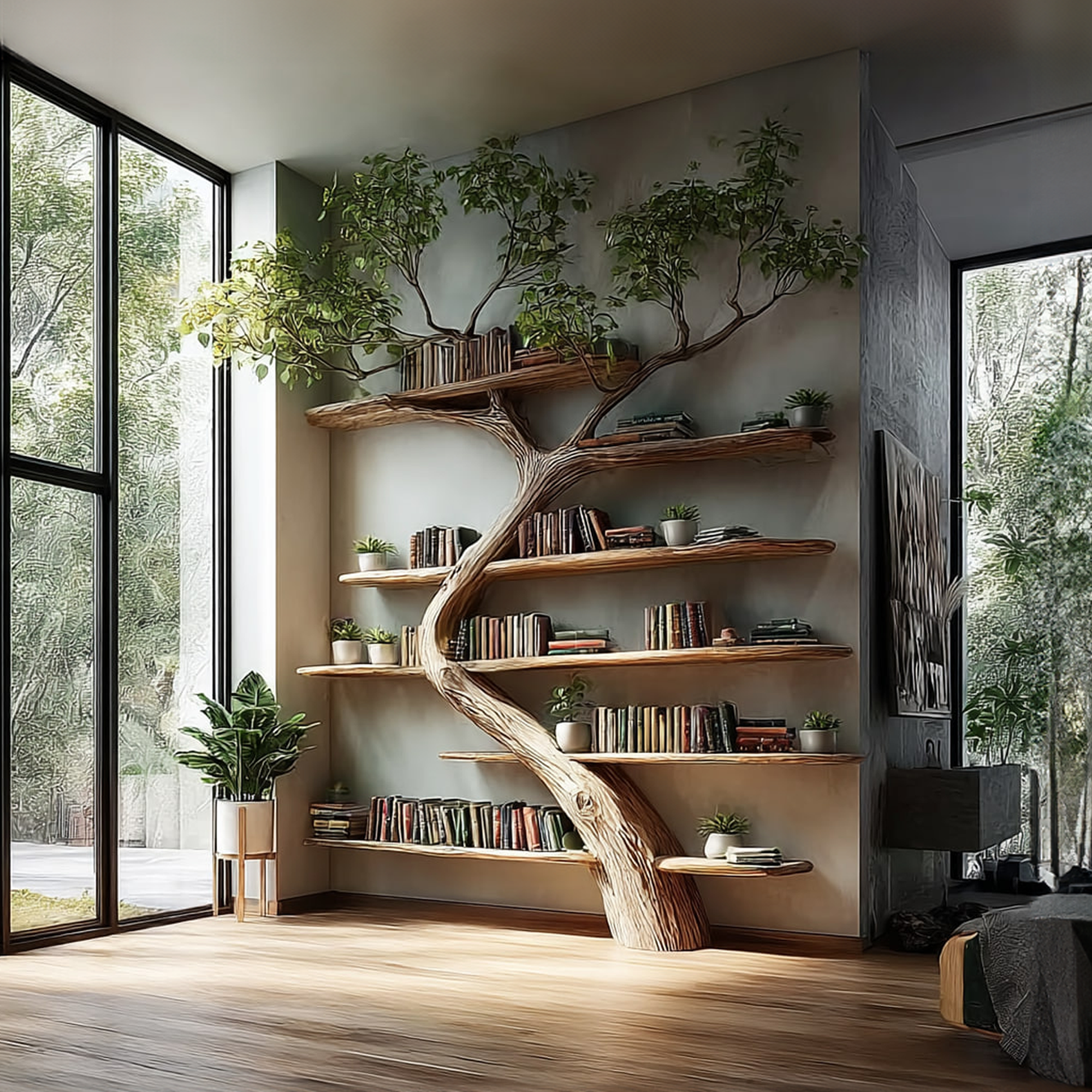 Rustic Tree Bookcase Living Room SINLKITB292