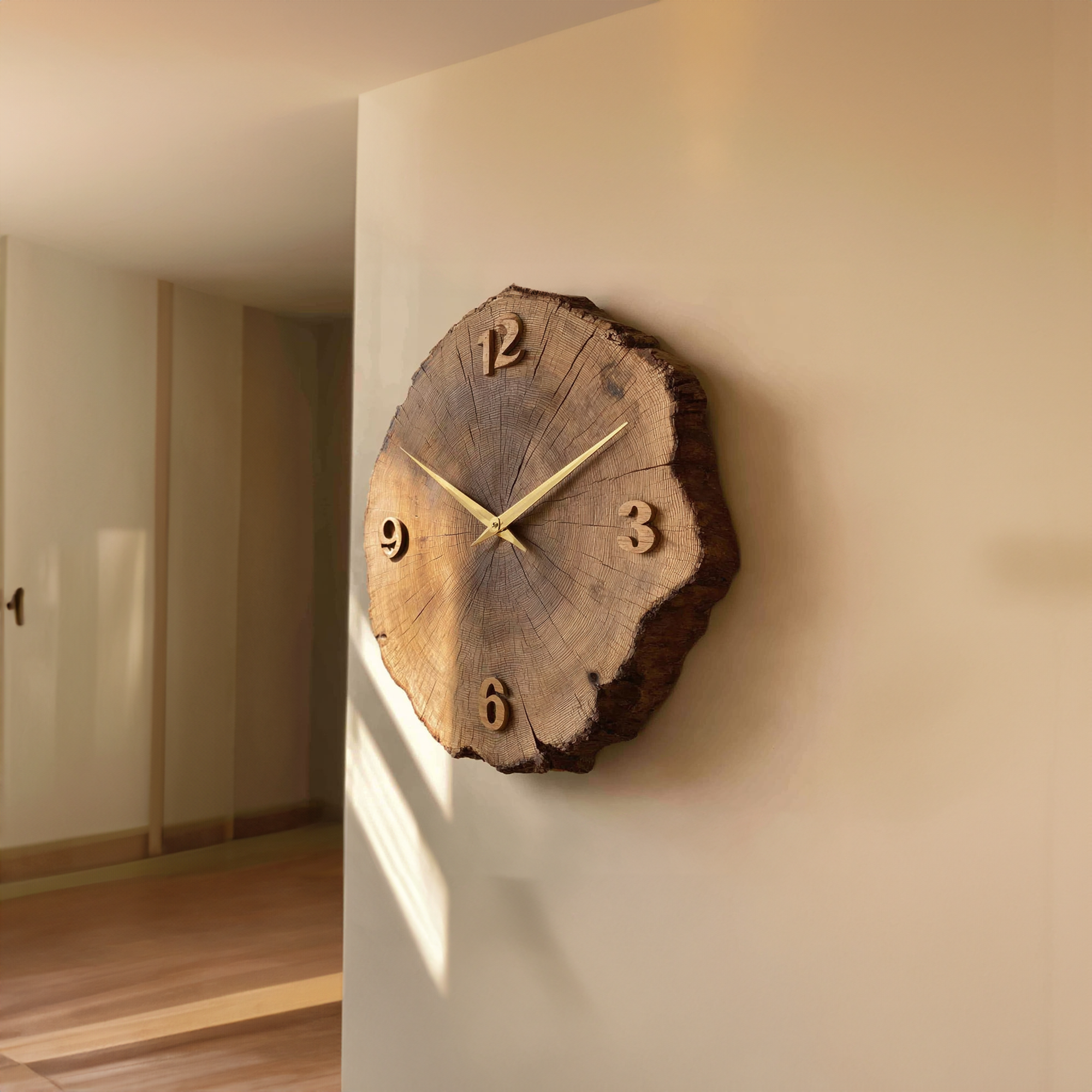 Rustic Tree Ring Wall Clock Hallway Or Living Room SINLKICK013