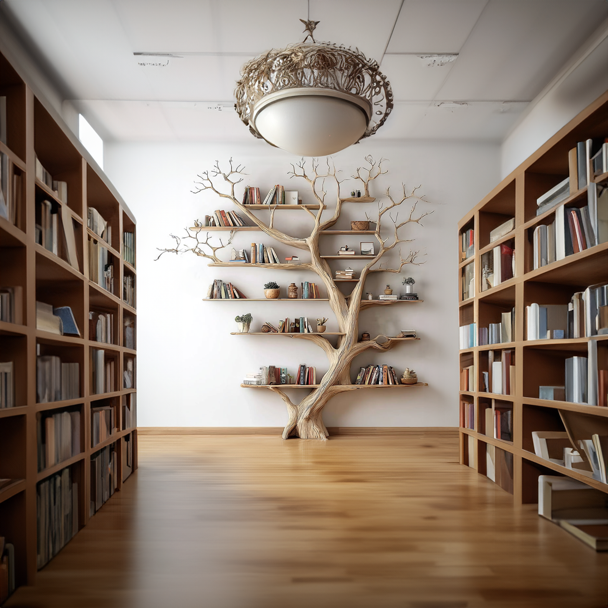 Rustic Tree Wall Bookshelf Living Guest Room SINLKITB290