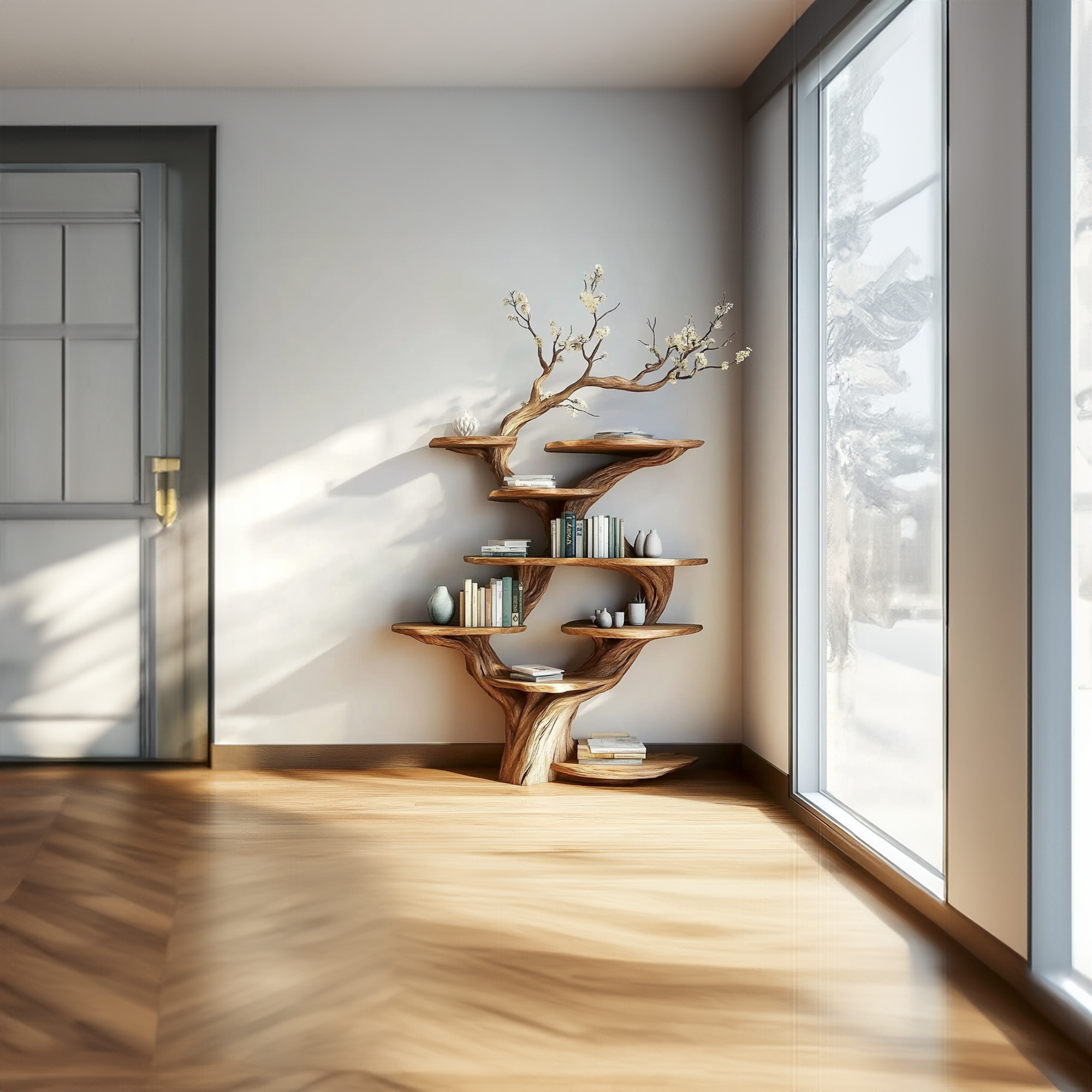 Rustic Tree Display Shelf Living Room Or Bedroom Cozy Storage SINLKITB479