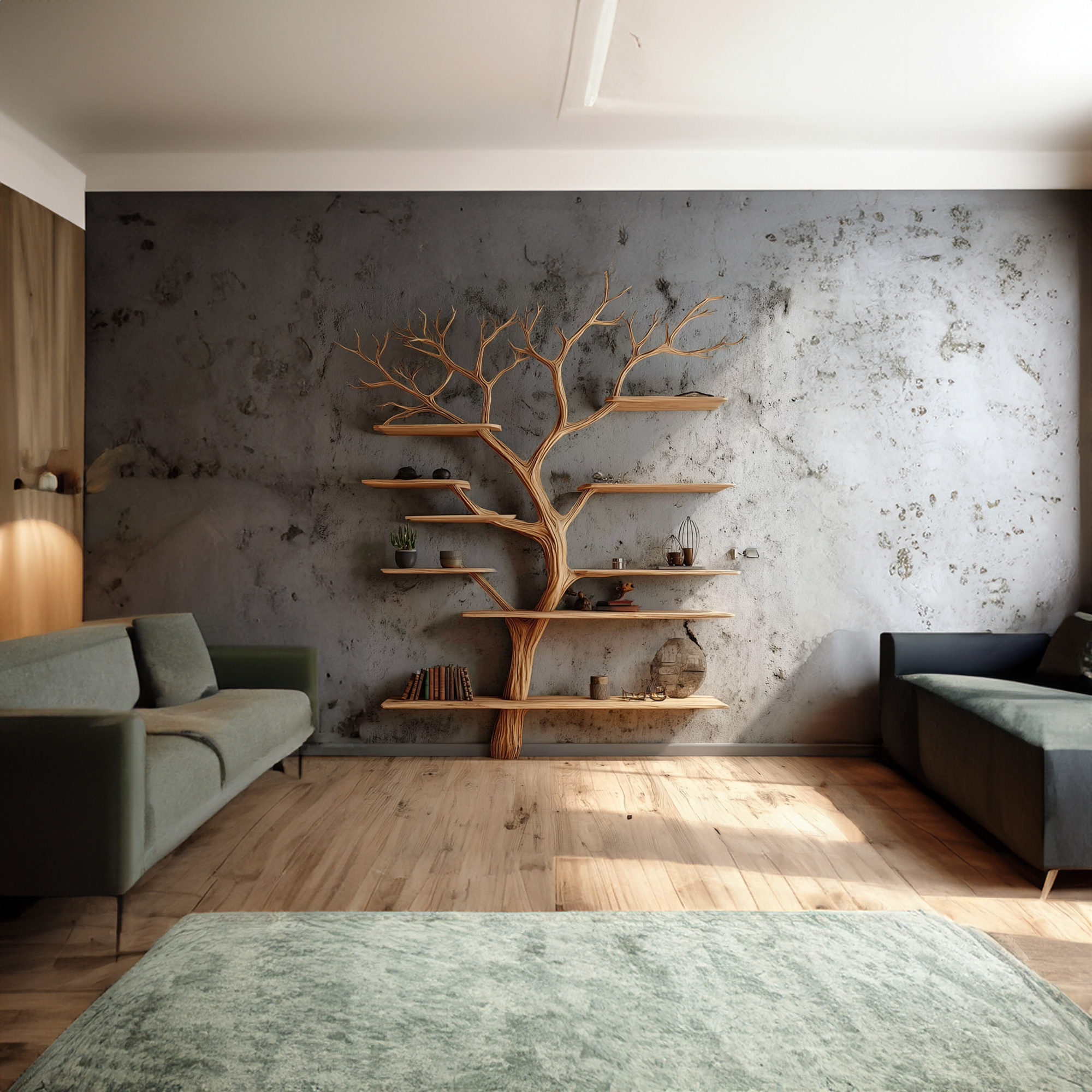 Rustic Tree Bookshelf Modern Living Room SINLKITB291