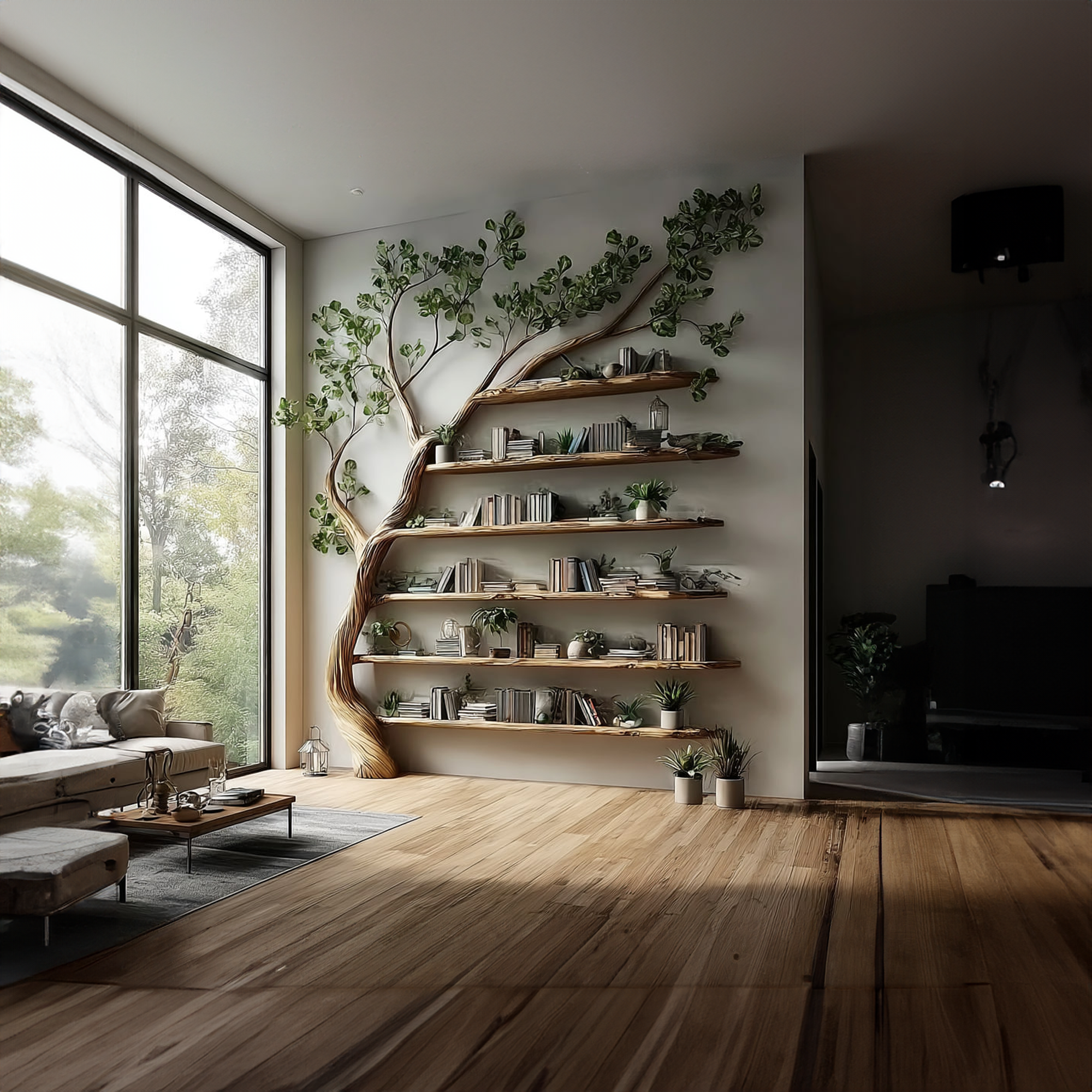 Rustic Tree Display Shelf Modern Living Room SINLKITB295