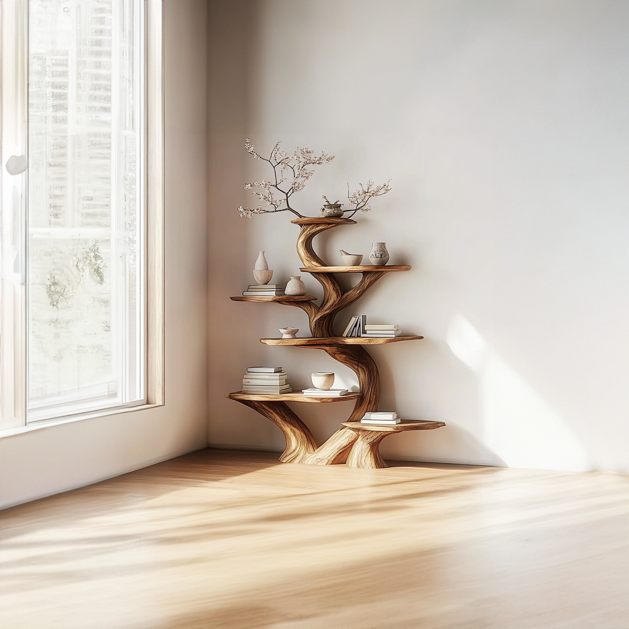 Rustic Unique Tree Bookshelf Living Room Home Decor SINLKITB478