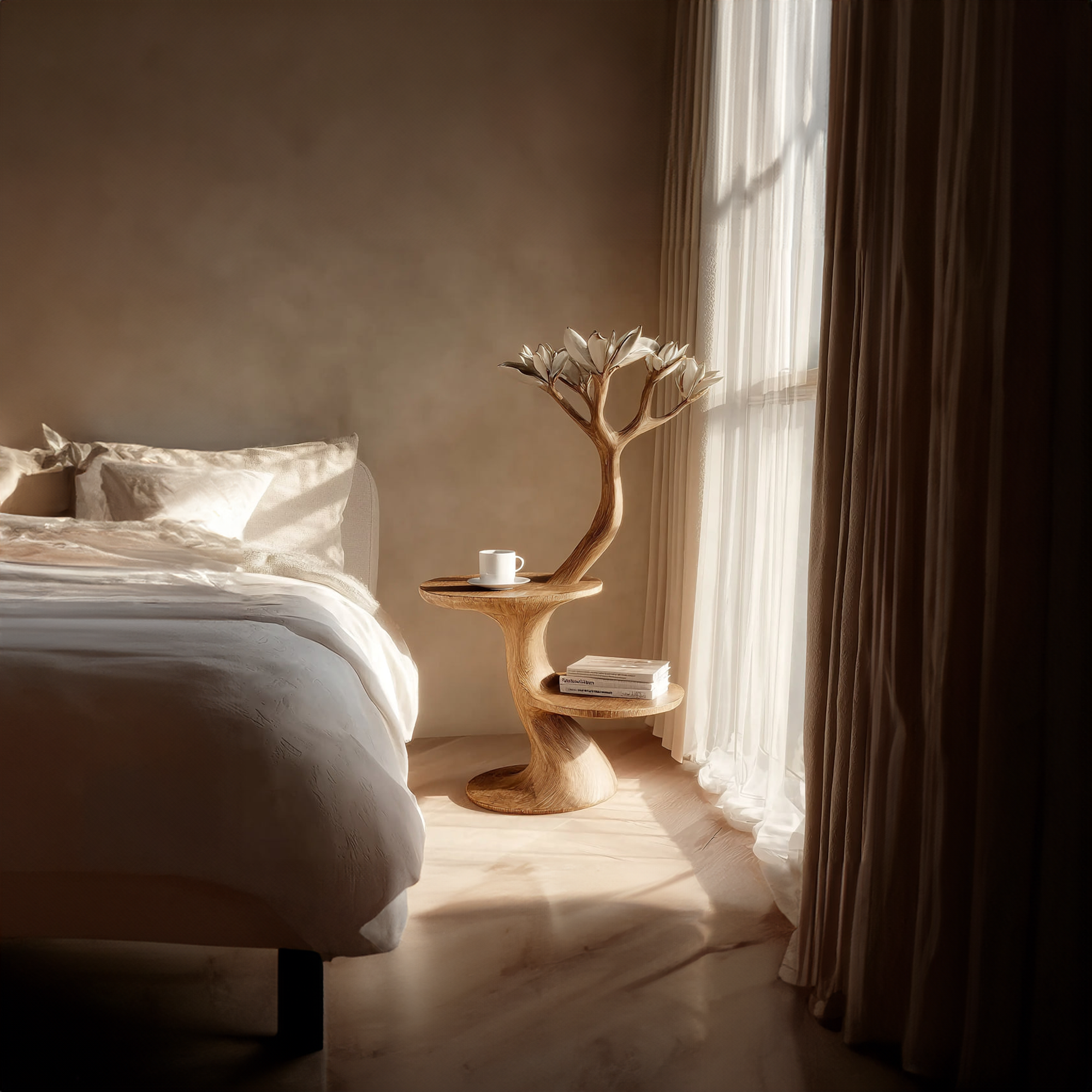 Rustic Tree Form Bedside Table Modern Bedroom SINLKIBT171