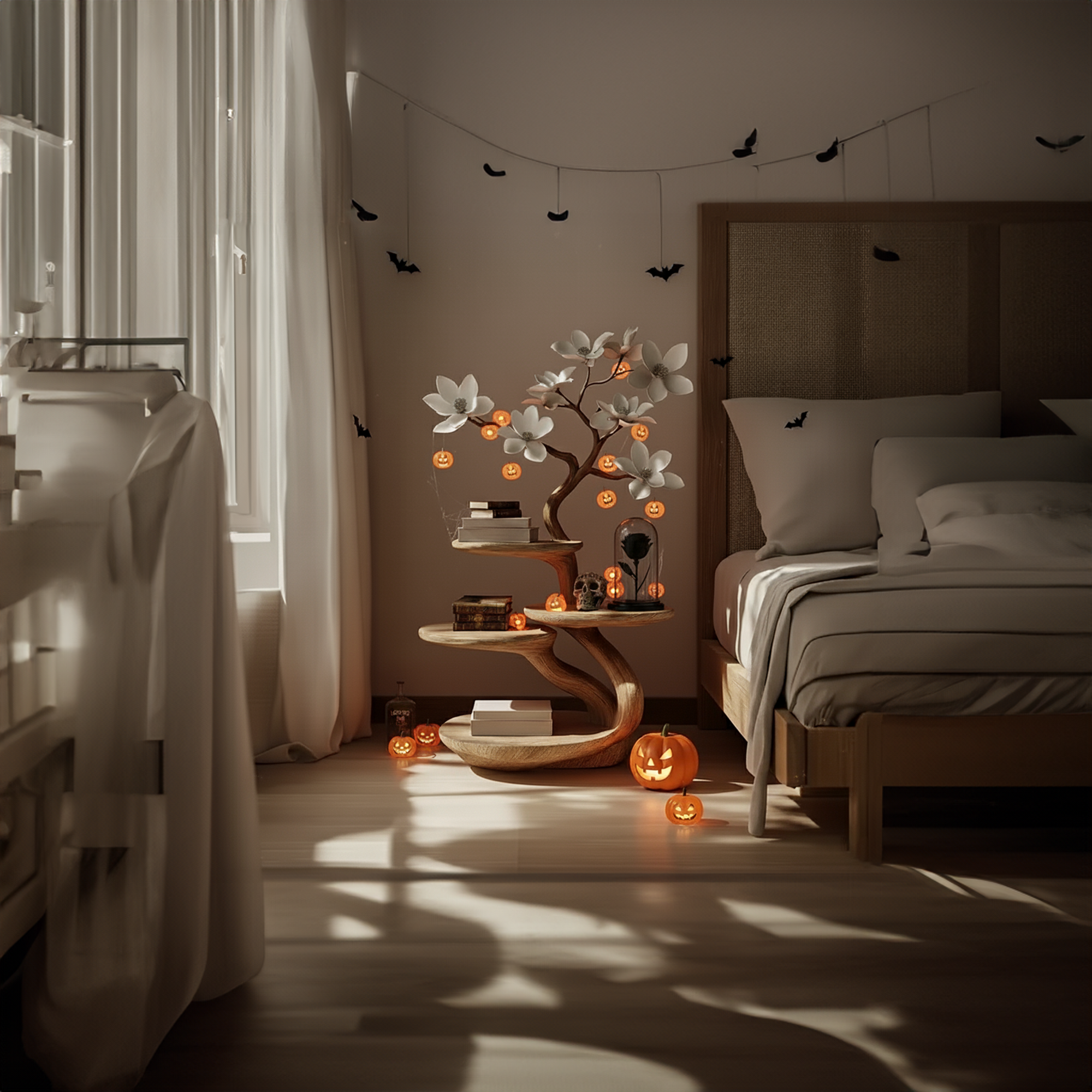 Mid Century Halloween Beside Table Bedroom SINLKIHW025