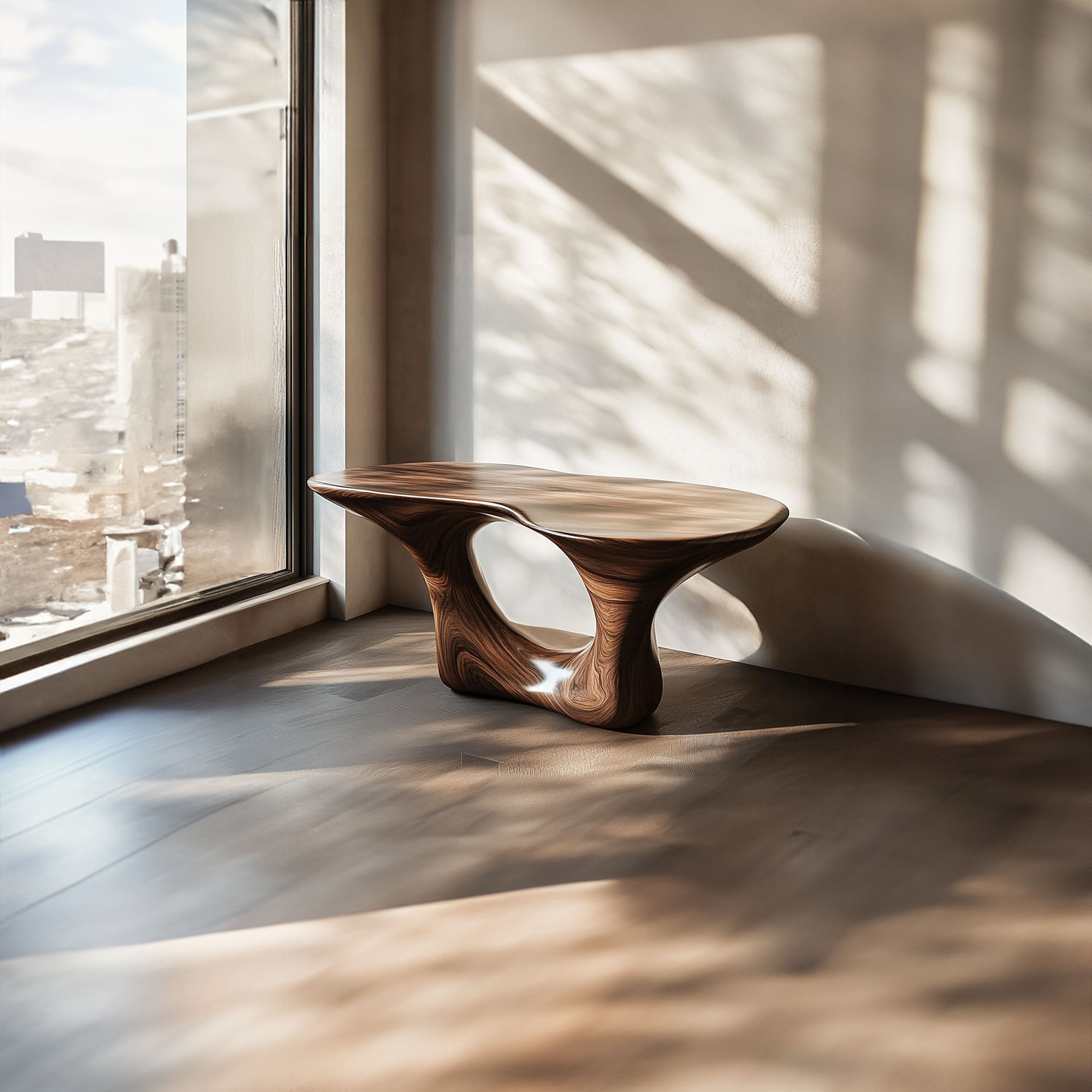 Rustic Console Table Solid Wood Curved Base Living Room SINLKICS317