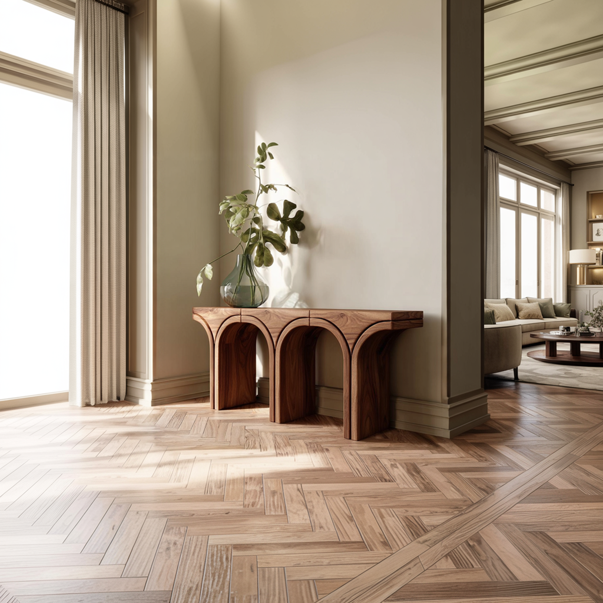 Mid Century Arch Console Table Living Room Entryway SINLKICS415