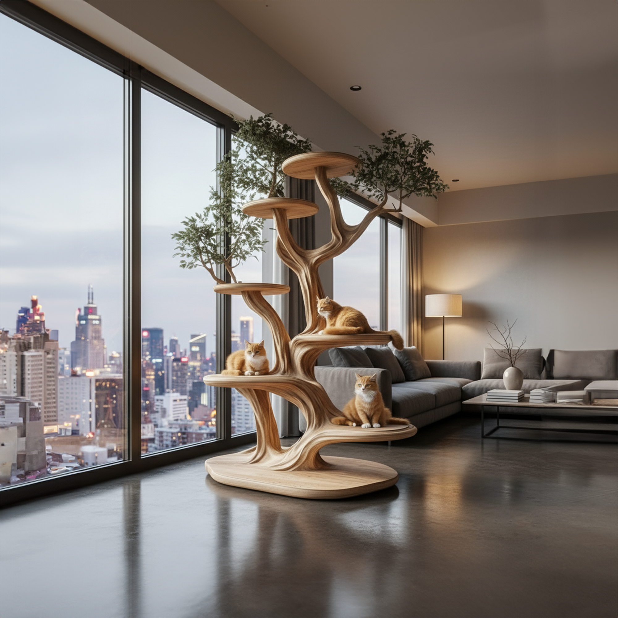 Artistic Cat Tree Organic Multi-Level Climbing Shelf Living Room SINLKITT087