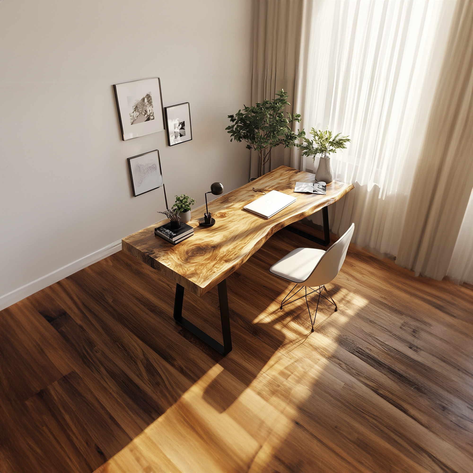 Rustic Live Edge Modern Work Desk Home Office And Studio Room SINLKIDK023