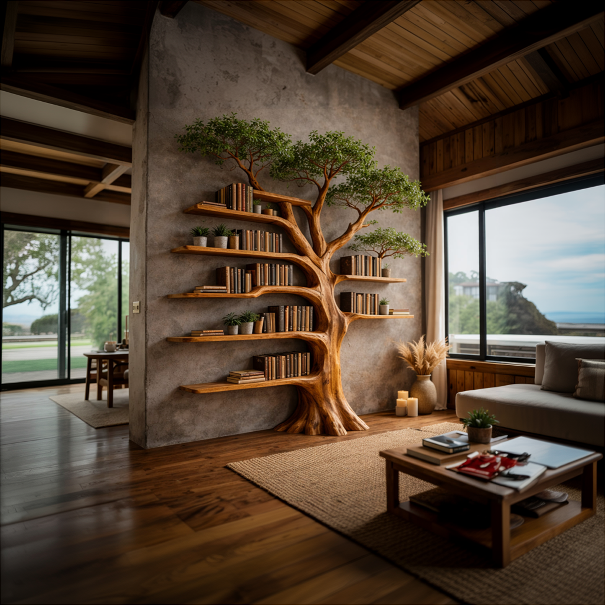 Nature Inspired Tree Display Bookcase Living Room SINLKITB657