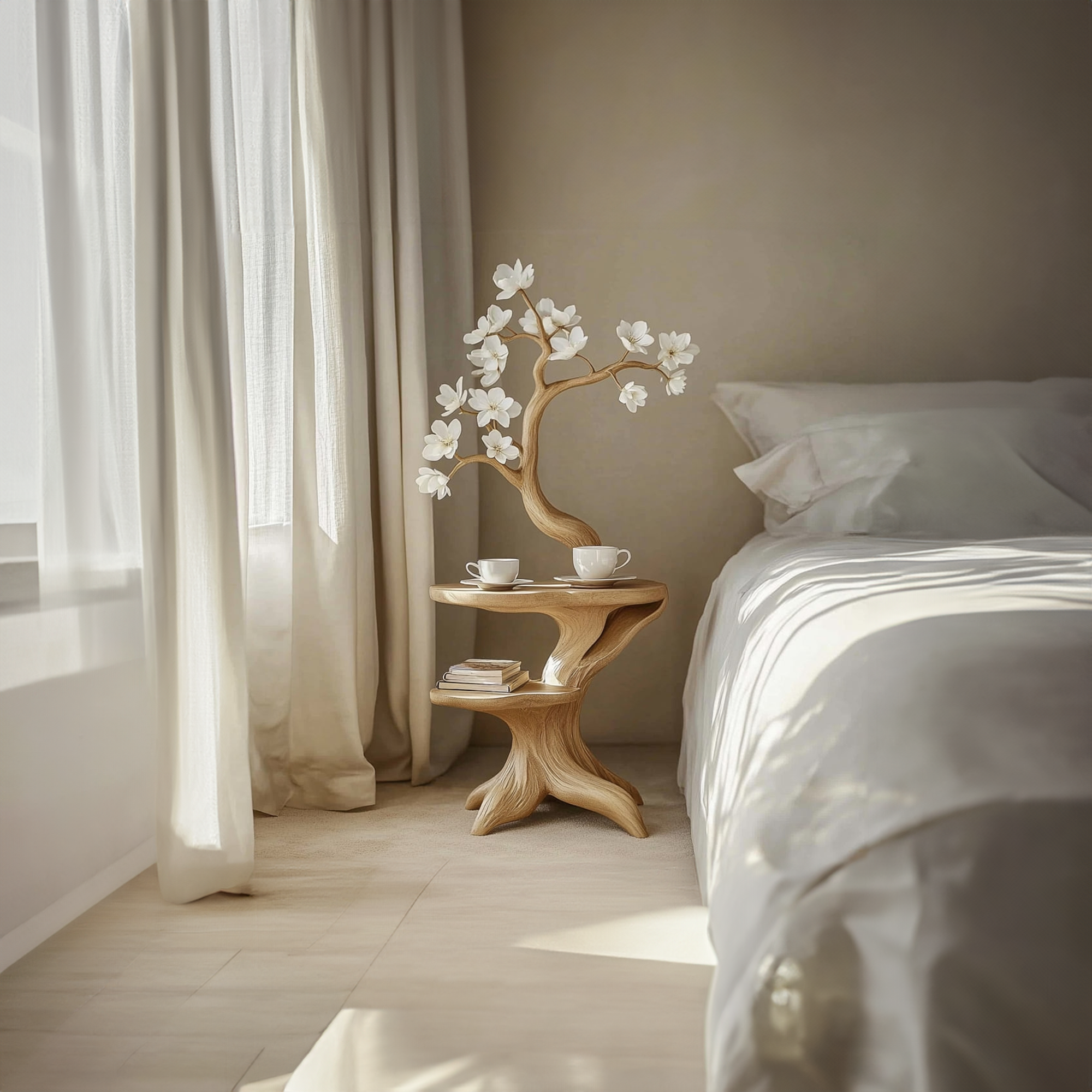 Rustic Flower Bedside Table Bedroom Or Living Room Entryway SINLKIBT153