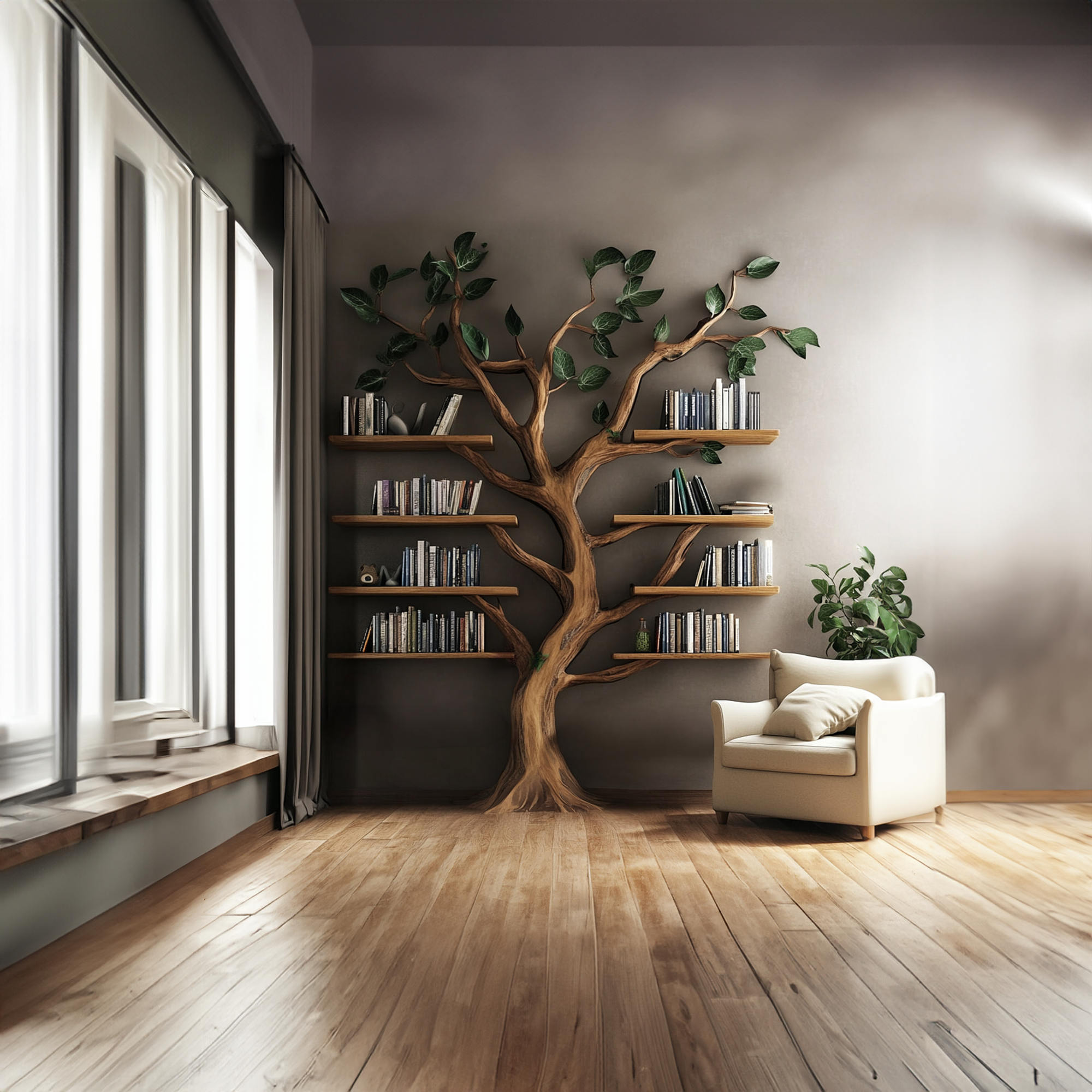 Rustic Tree Shaped Bookshelf living room SINLKITB327
