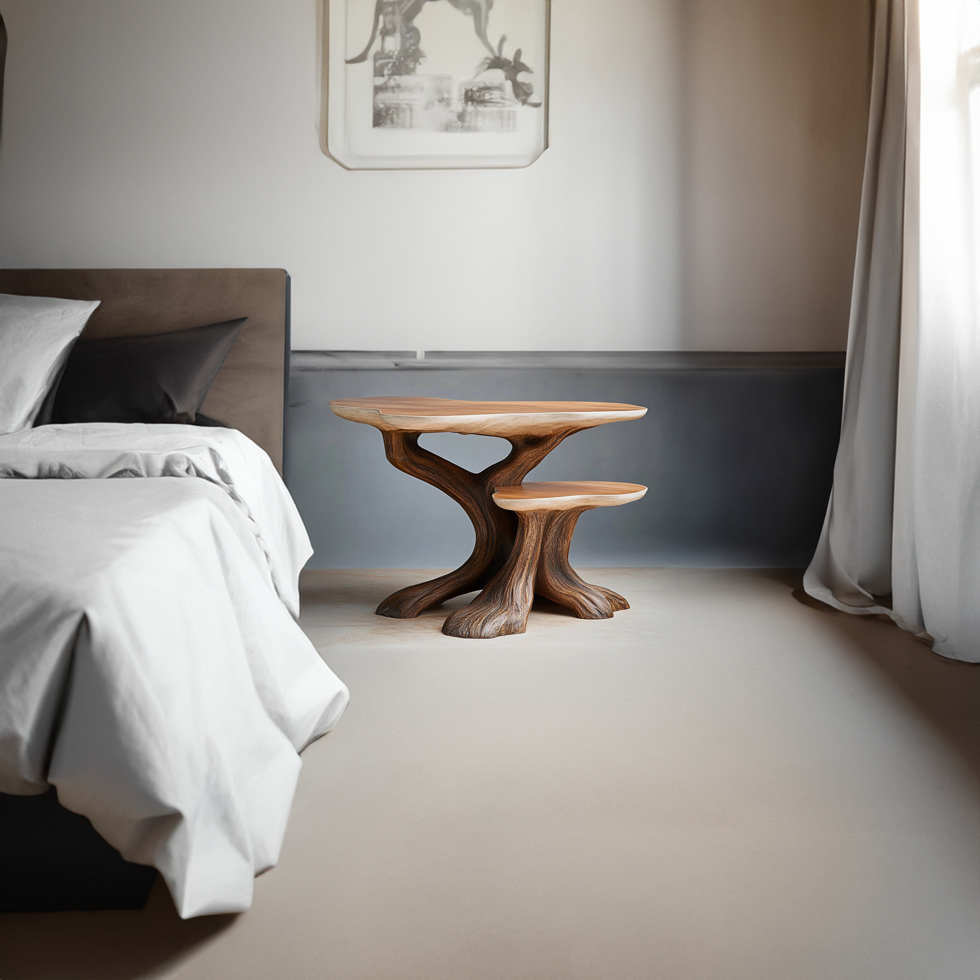 Rustic Tree Shaped Bedside Table Bedroom SINLKIBT129