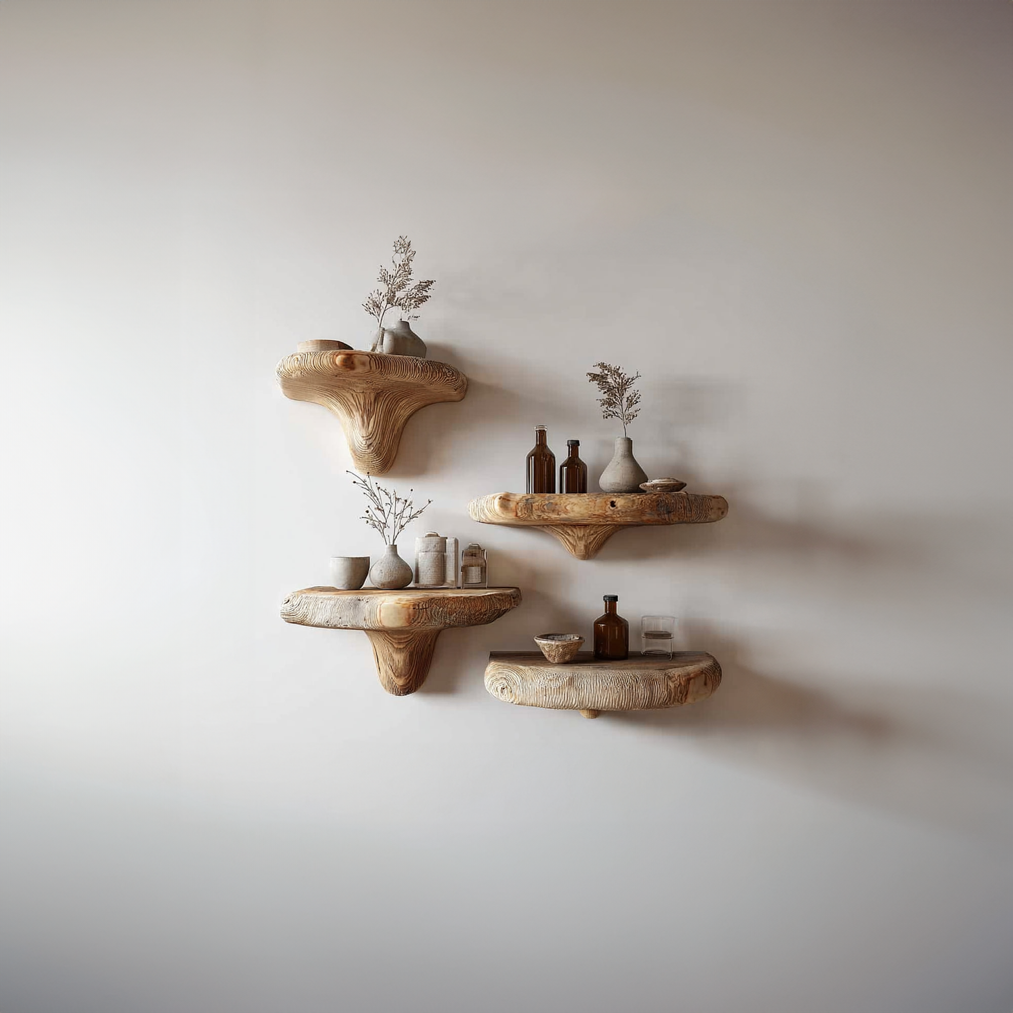 Midcentury Mushroom Floating Shelves Bedroom SINLKIFL149