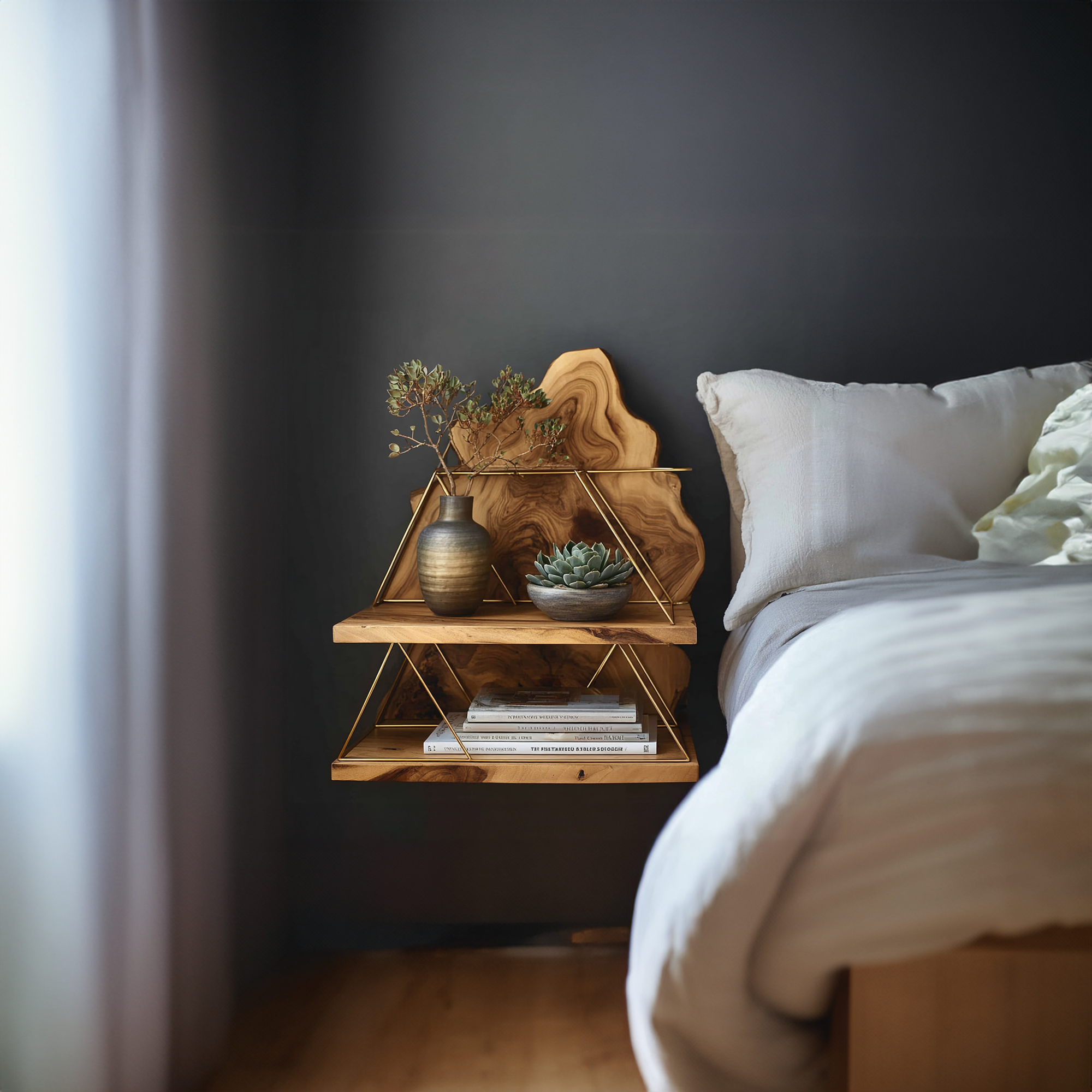Rustic Floating Bedside Table Bedroom Office SINLKIBT062
