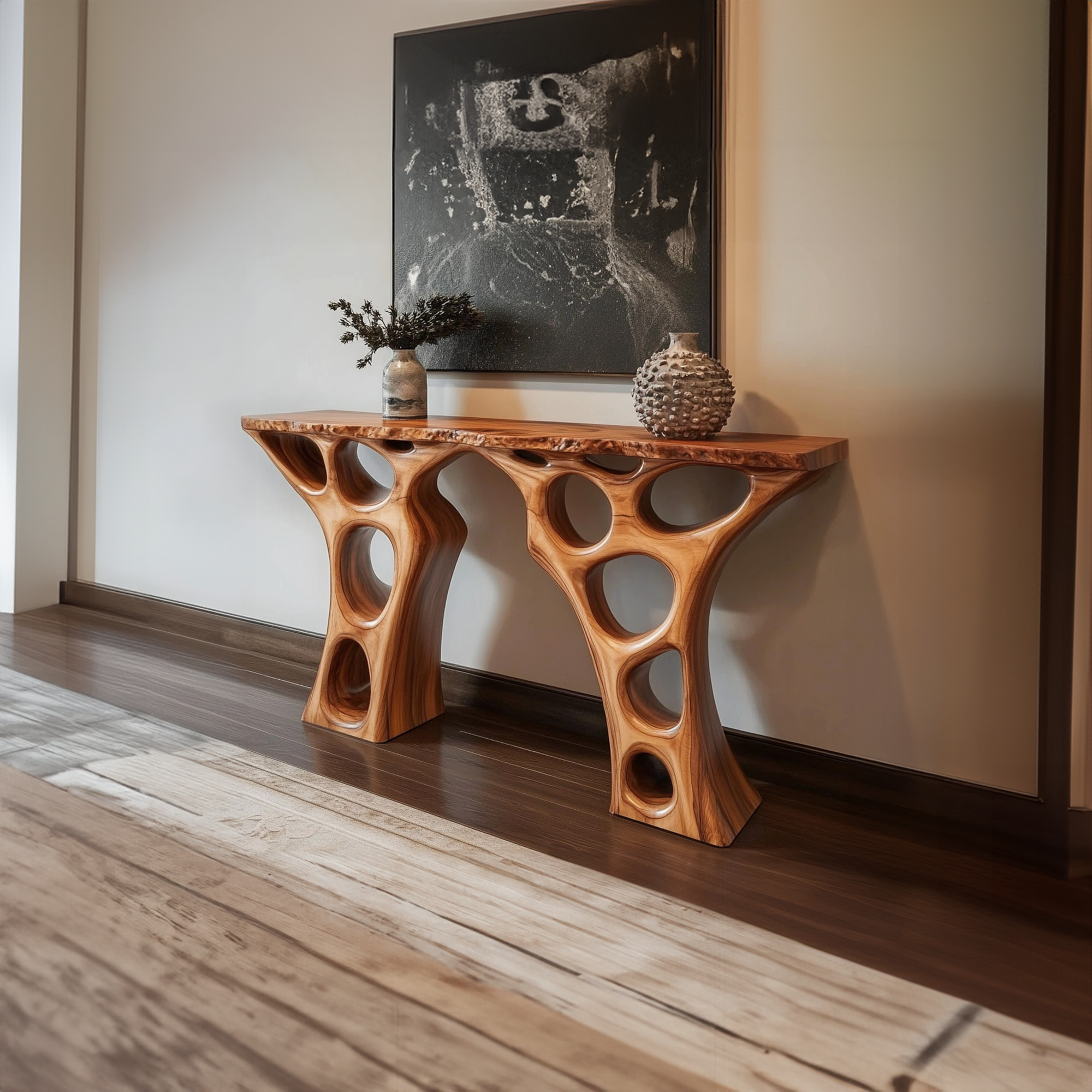 Mid Century Console Table Abstract Sculptural Base Luxury Foyer SINLKICS365