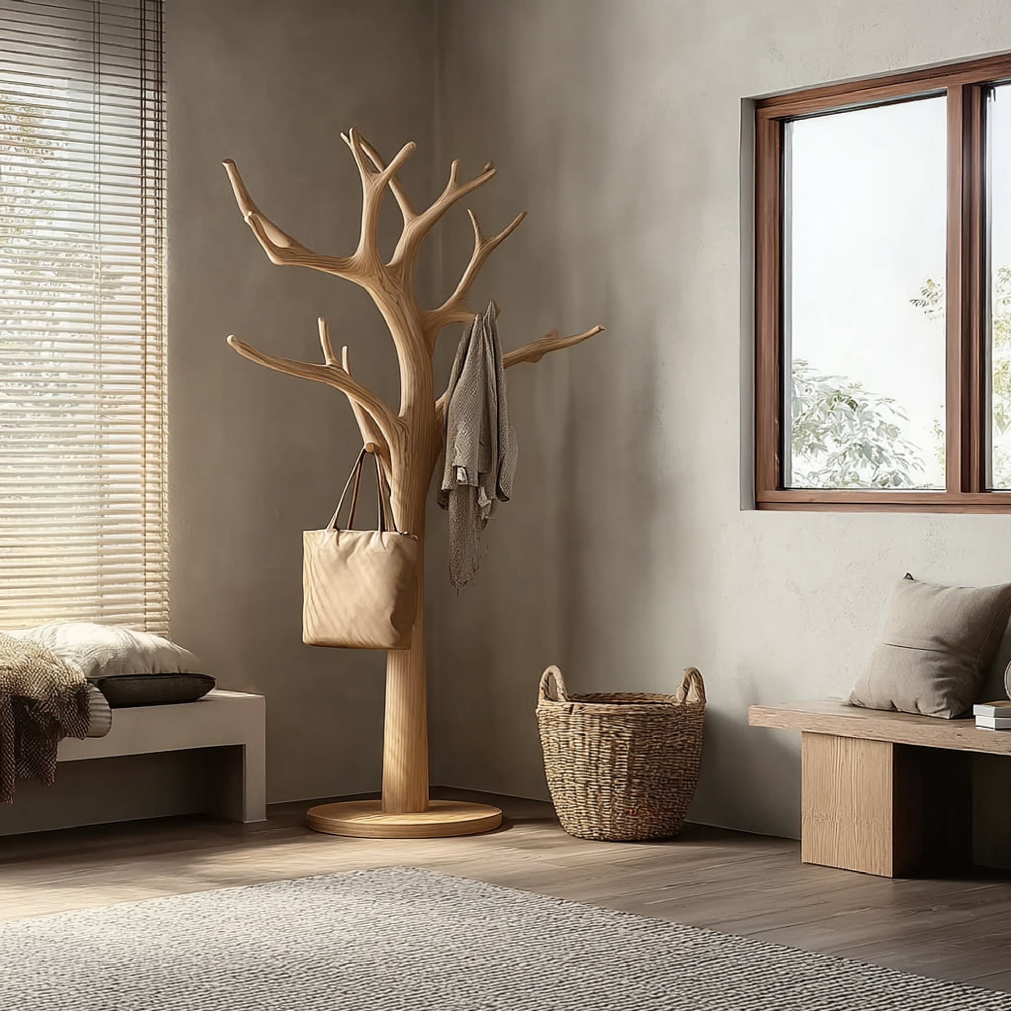 Rustic Tree Coat Stand Entryway Living Room Mudroom SINLKITCR033