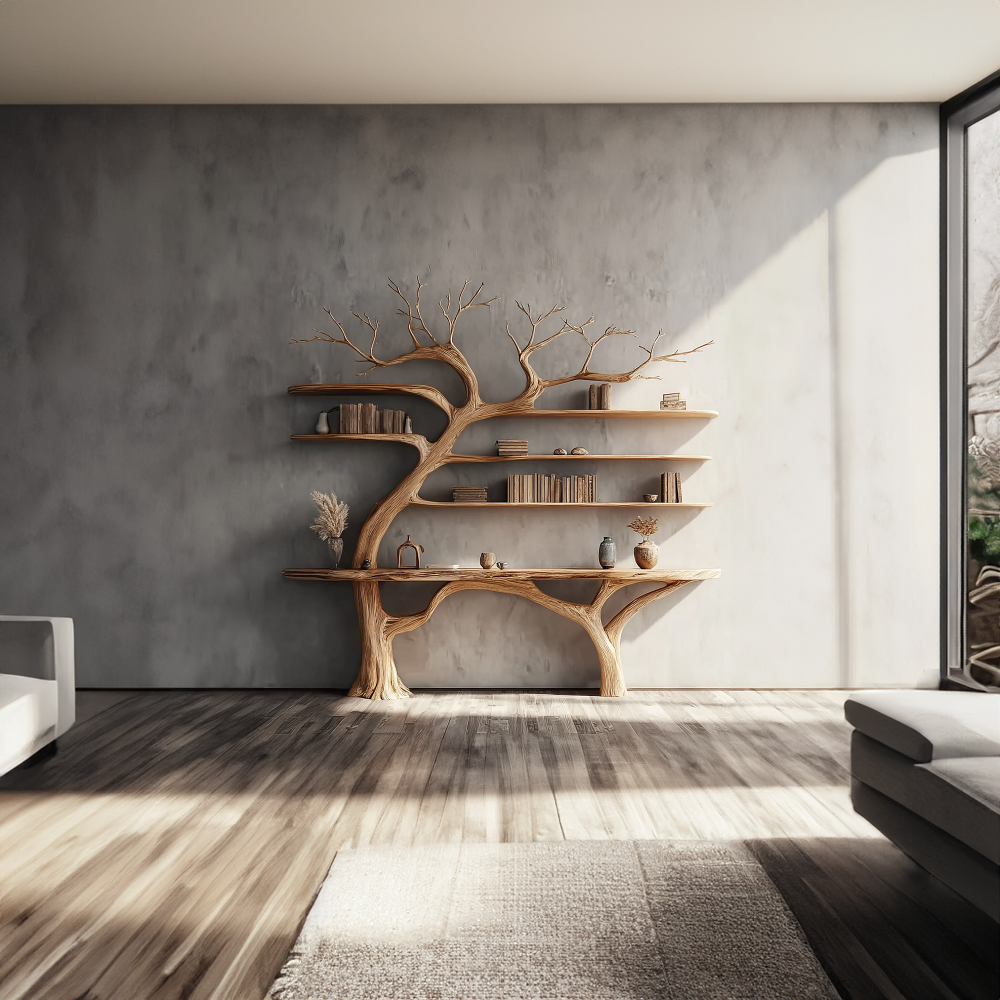 Rustic Console Table Tree Design Entryway SINLKICS300