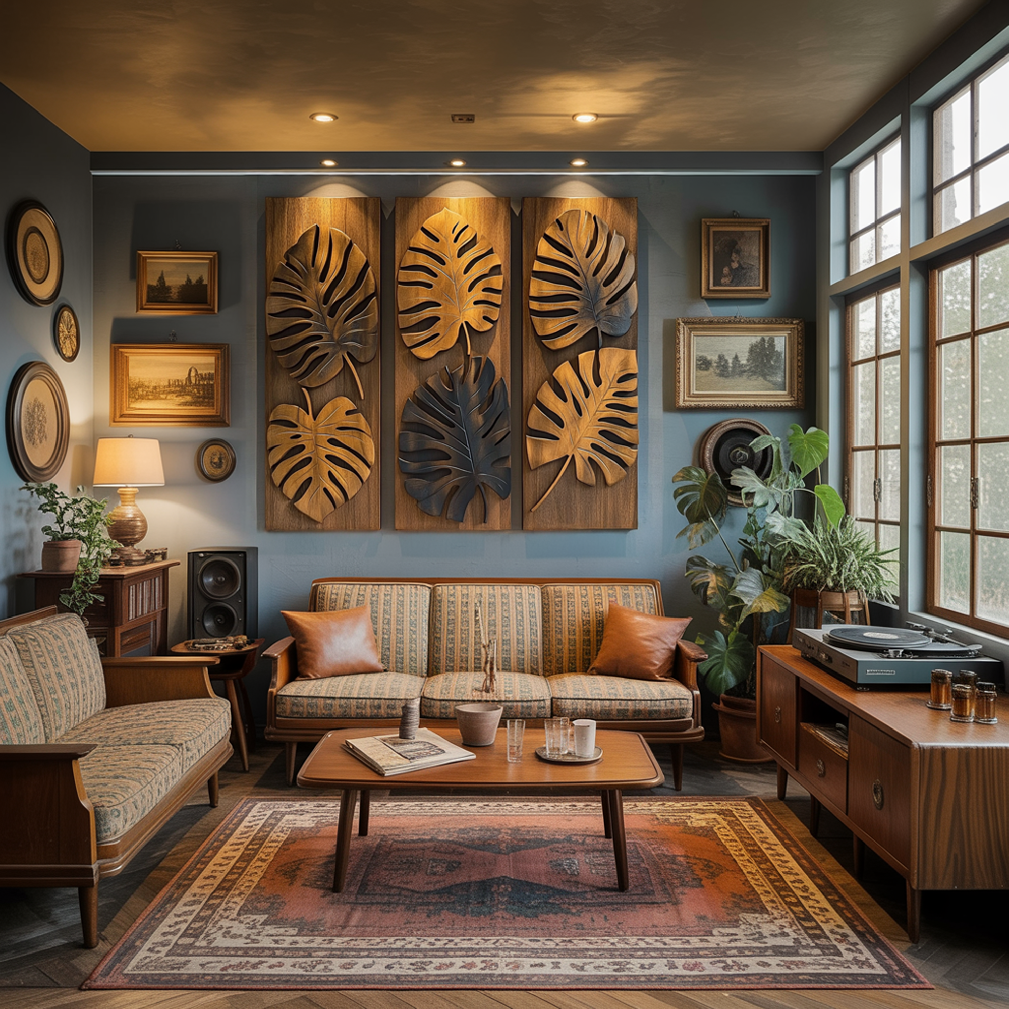 Layered Monstera Solid Wood Wall Art Contemporary Botanical Decor SINLKIWD022