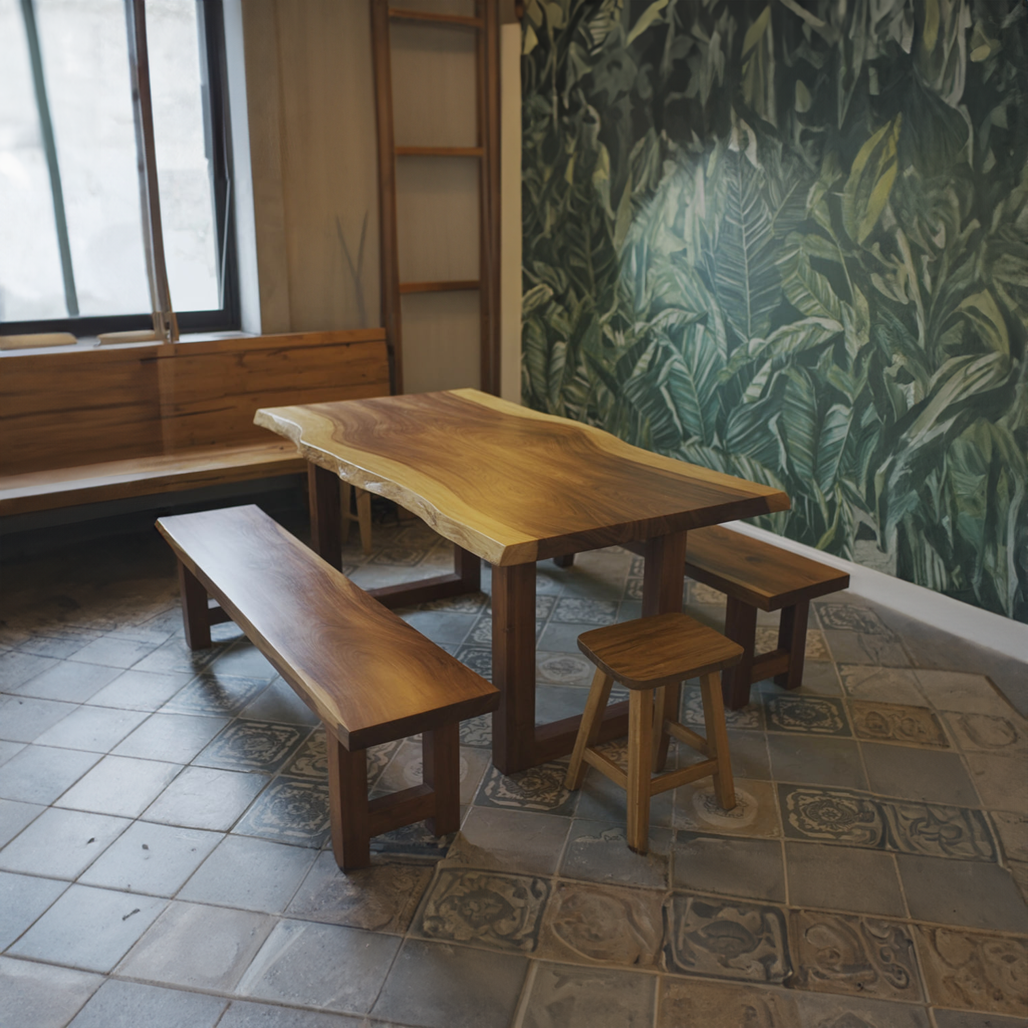 Nature Inspired Live Edge Dining Table Handmade SINLKIDT134