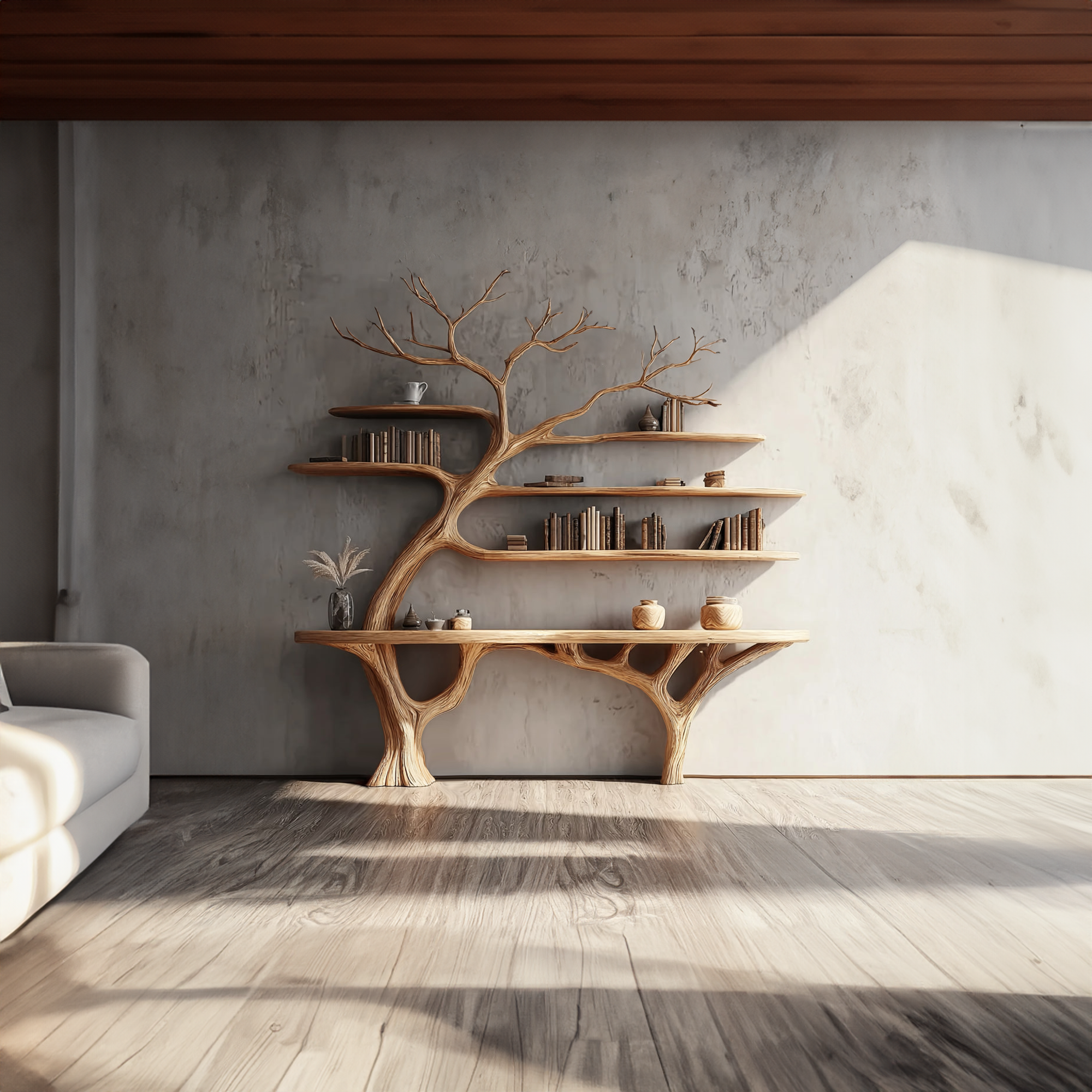 Rustic Console Table Sculpted Wood Tree Hallway SINLKICS302