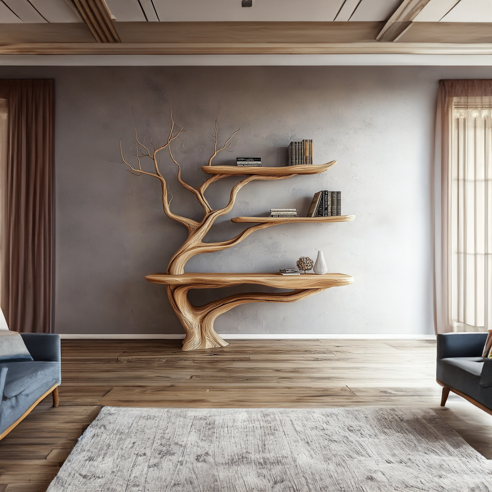 Rustic Console Table Natural Wood Foyer SINLKICS303