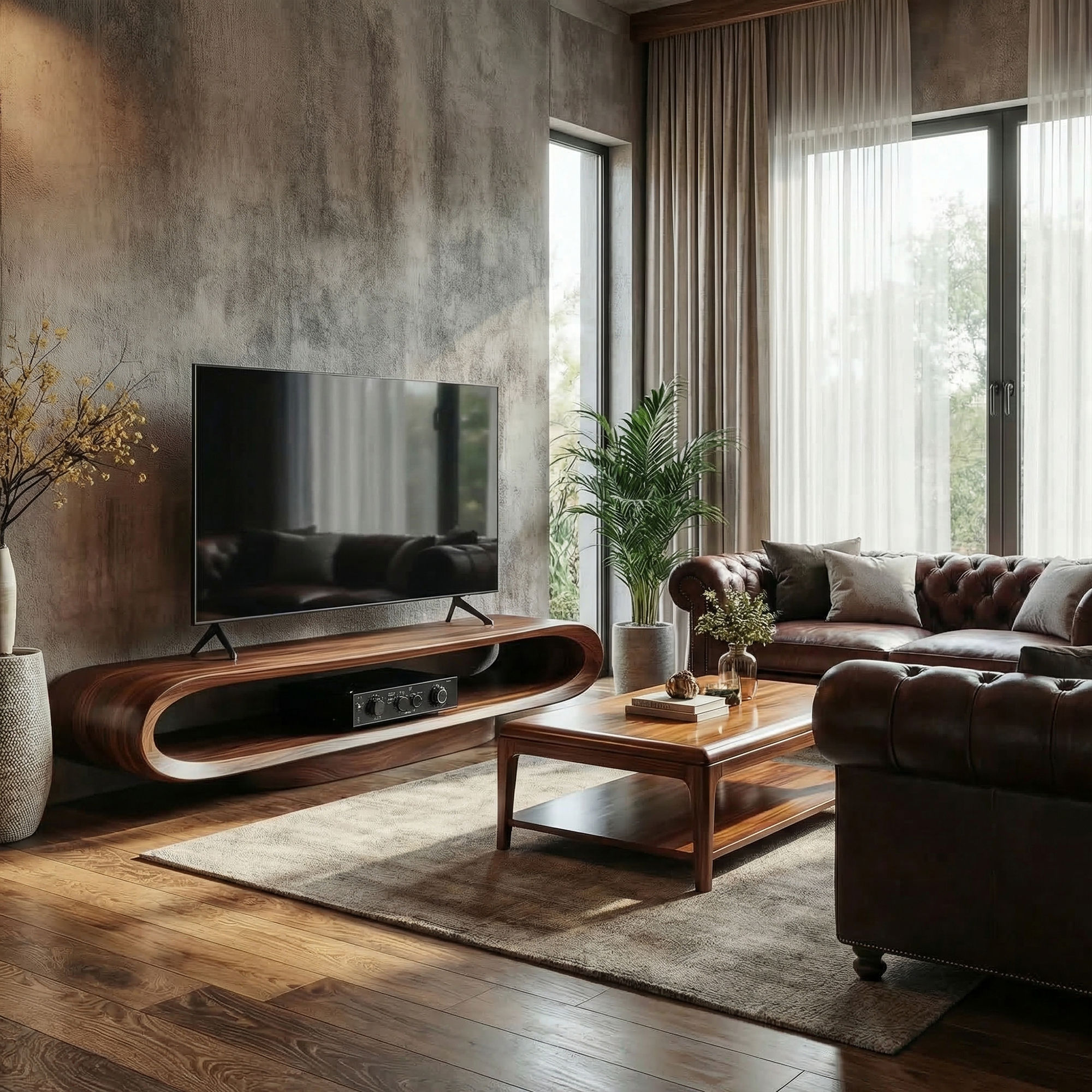 Artistic Curved TV Stand Entertainment Living Room And Lounge SINLKITC015