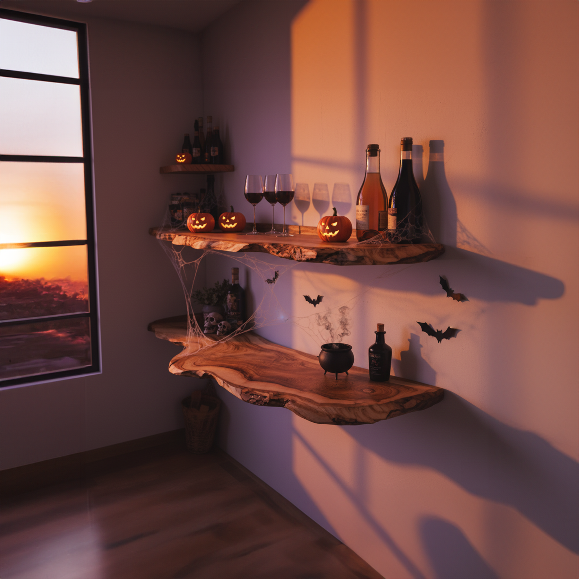 Rustic Floating Wooden Shelves Halloween Decoration Living Room SINLKIHW035