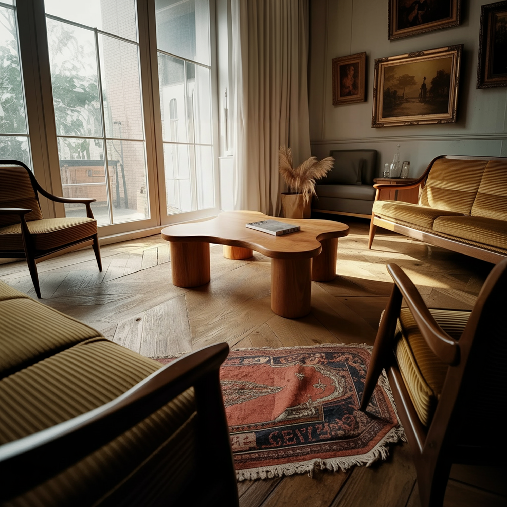 Mid Century Natural Wood Coffee Table Living Room SINLKICF269