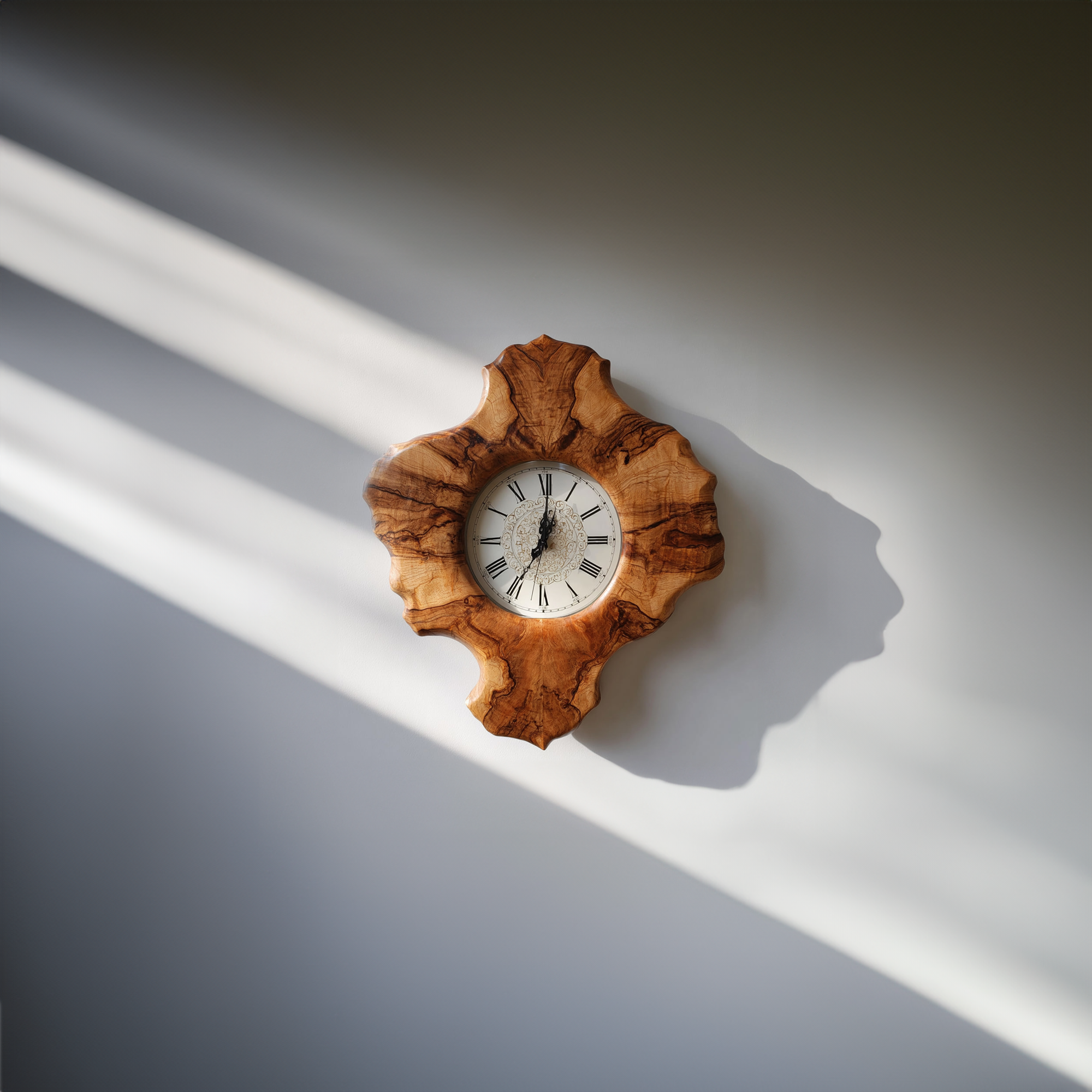 Rustic Organic Sculpted Wood Wall Clock Kitchen Or Entryway Decor SINLKICK006