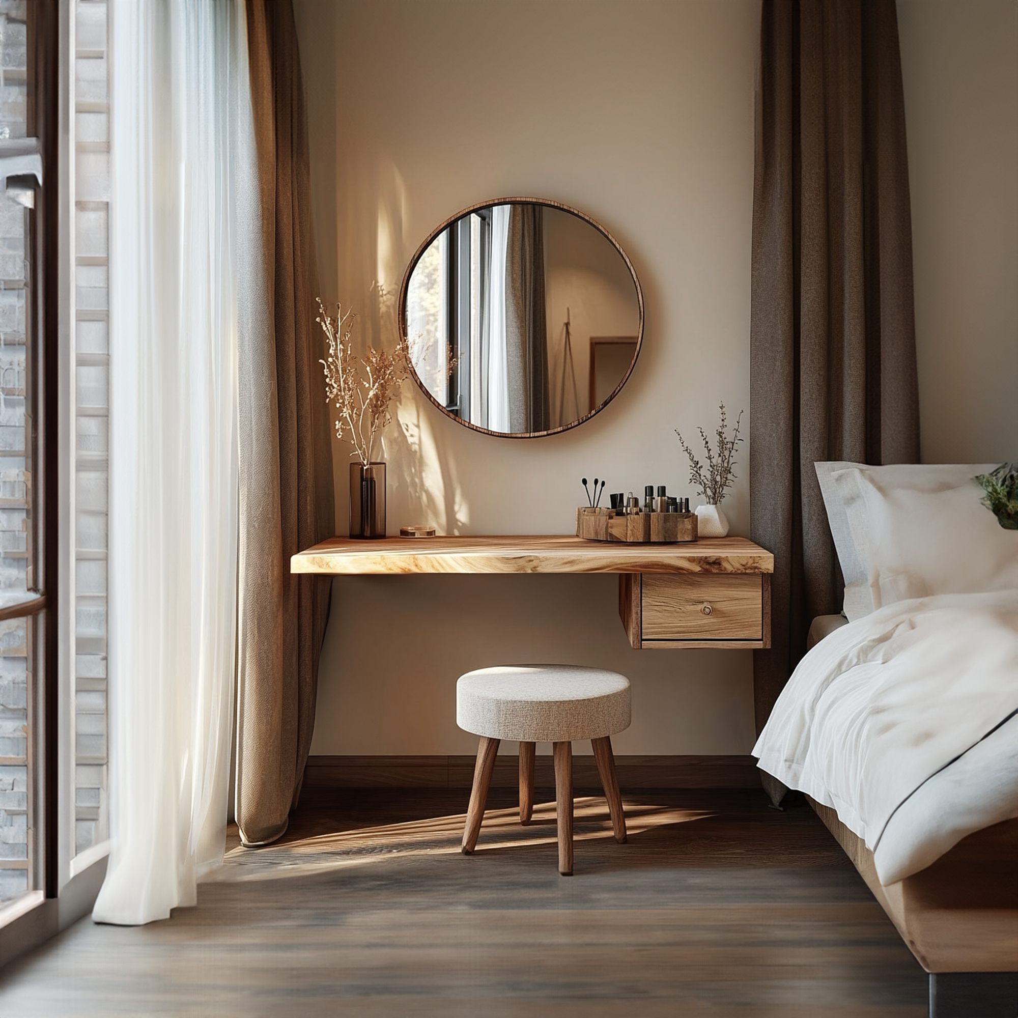 Scandinavian Solid Wood Floating Dressing Table Bedroom SINLKIFL240