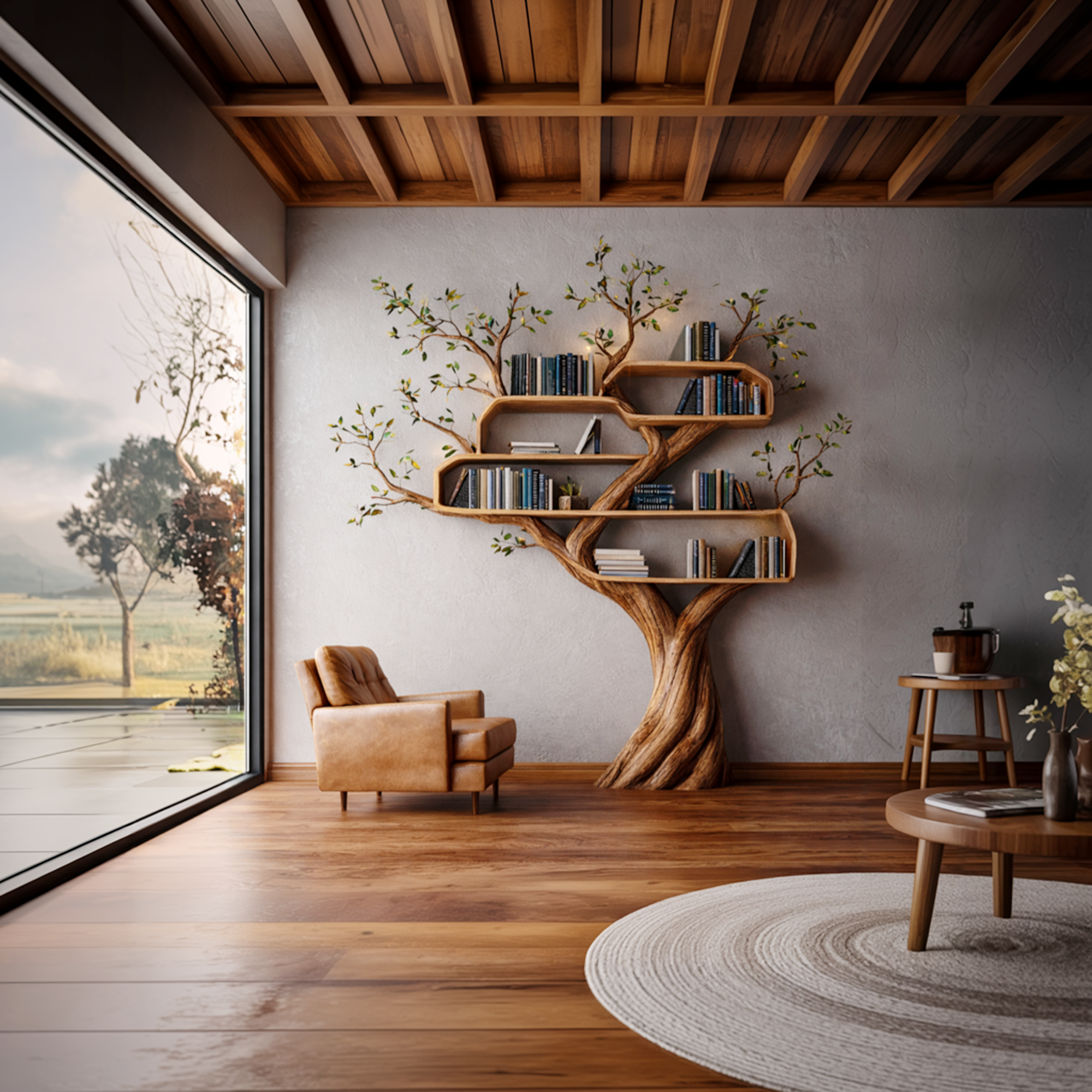 Modern Organic Tree Bookshelf Living Room Interior Contemporary Sculptural Storage SINLKITB671