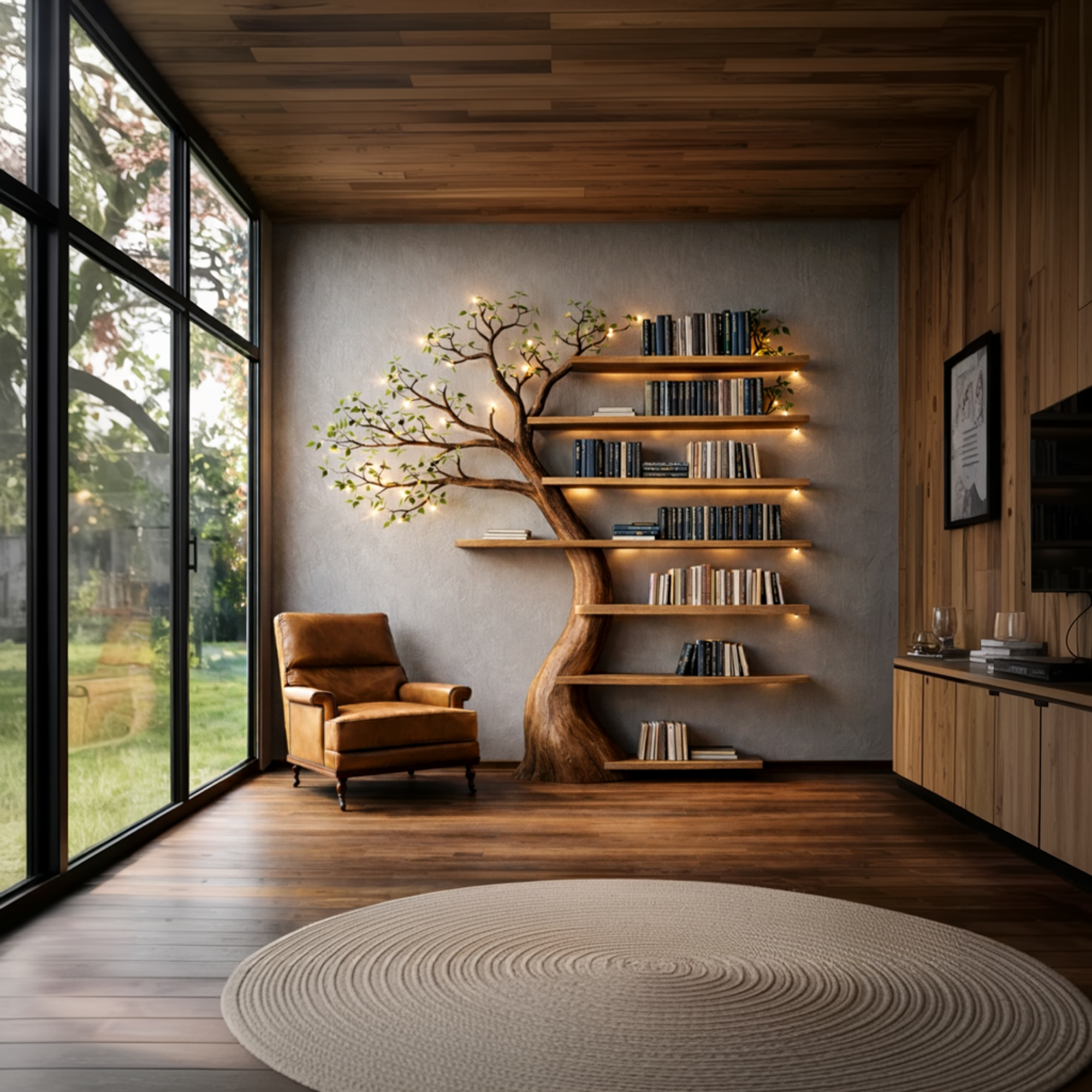 Handcrafted Tree Bookshelf Living Room Interior Sculptural Wall Display SINLKITB672